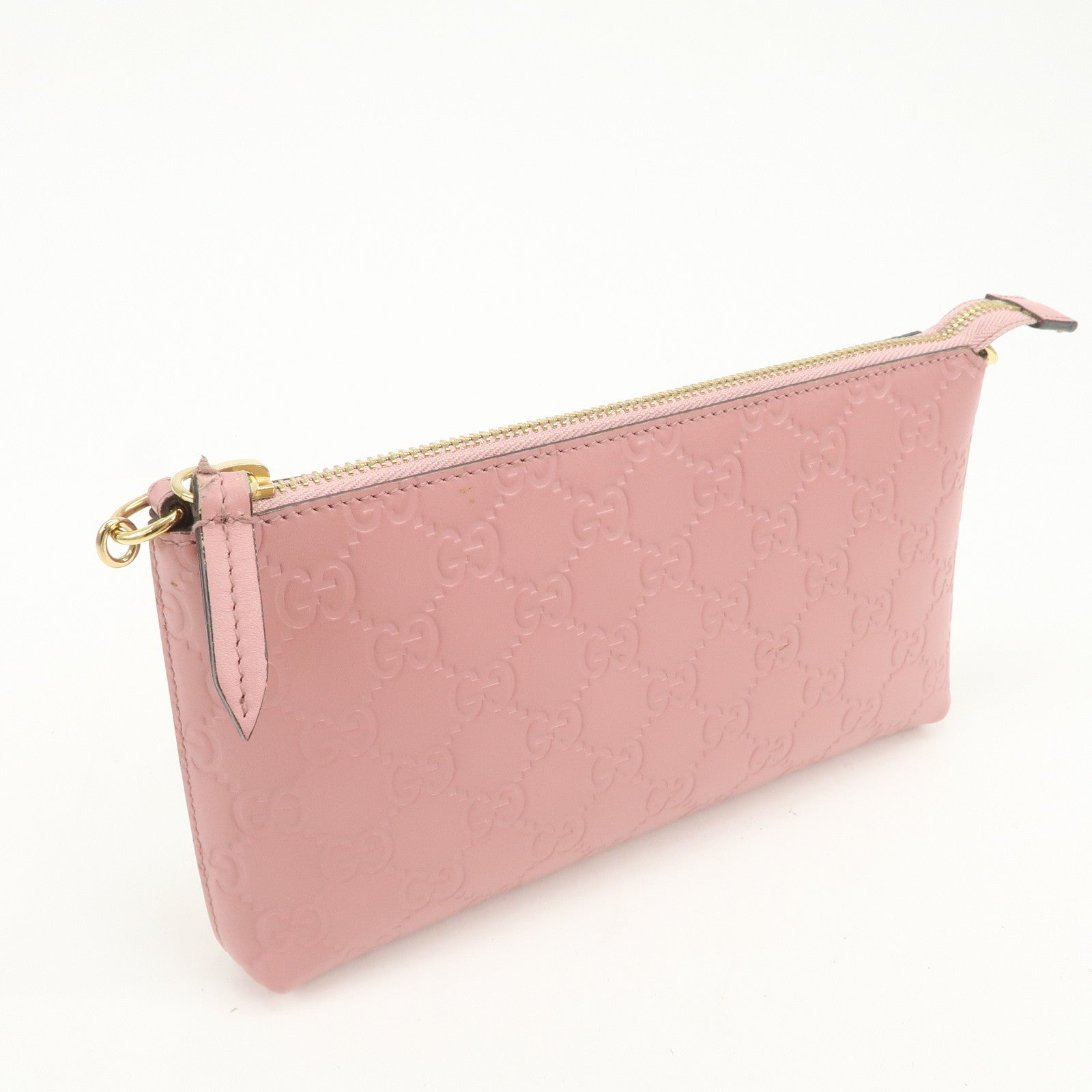 GUCCI Guccissima Leather Logo Chain Shoulder Bag Pink 428449