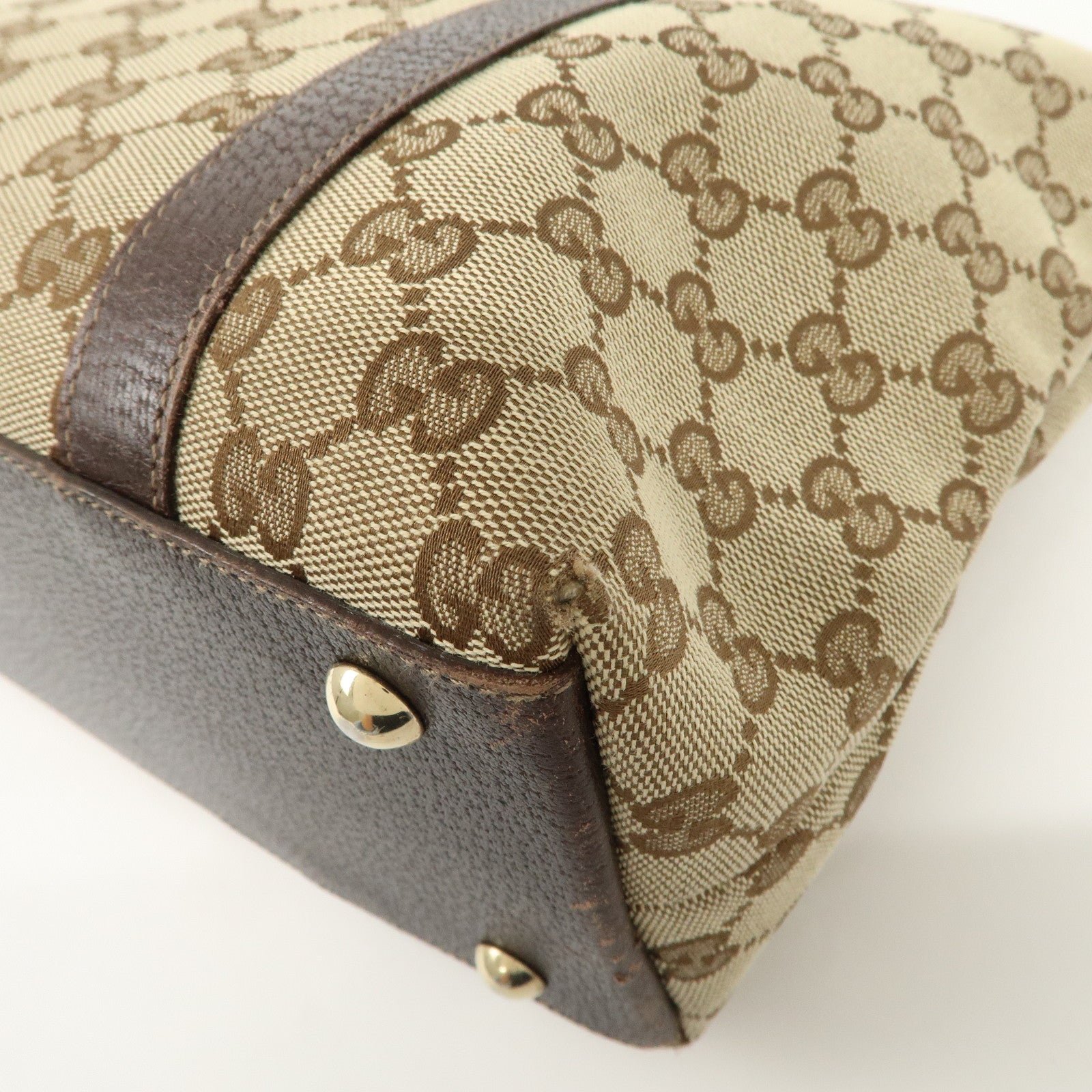 GUCCI Abbey GG Canvas Leather Tote Bag Hand Bag Beige 141470 Used