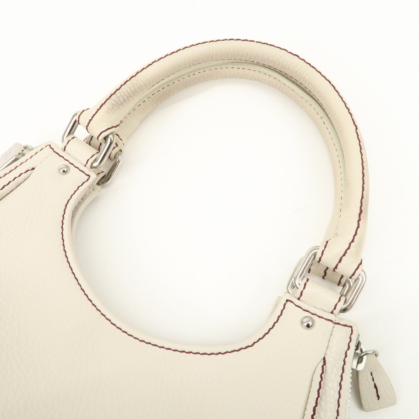 CHANEL Logo Calf Leather Fringe Tassel Shoulder Bag Hand Bag White A23055 Used