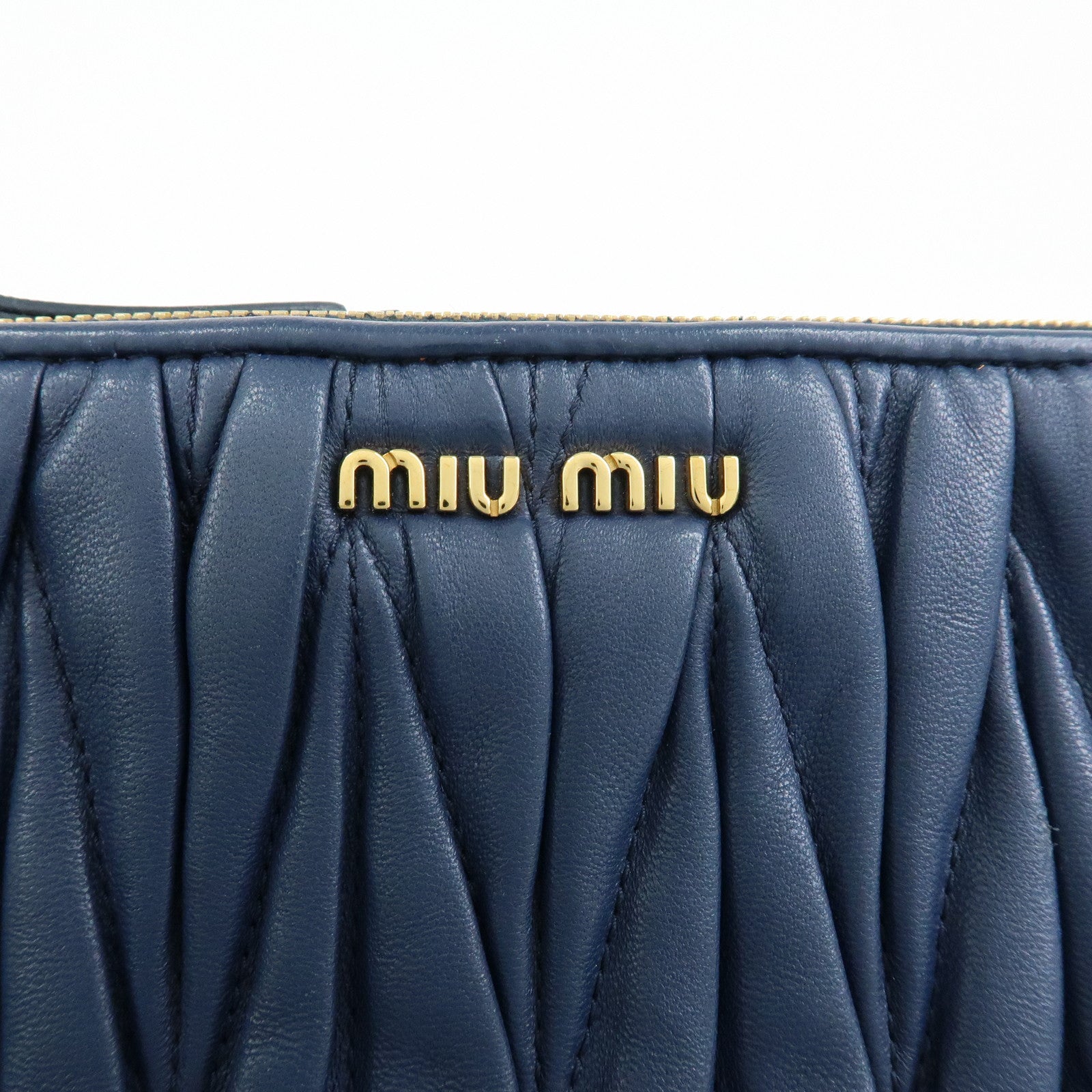 MIU MIU Matelasse Leather Shoulder Bag Crossbody Bag Blue