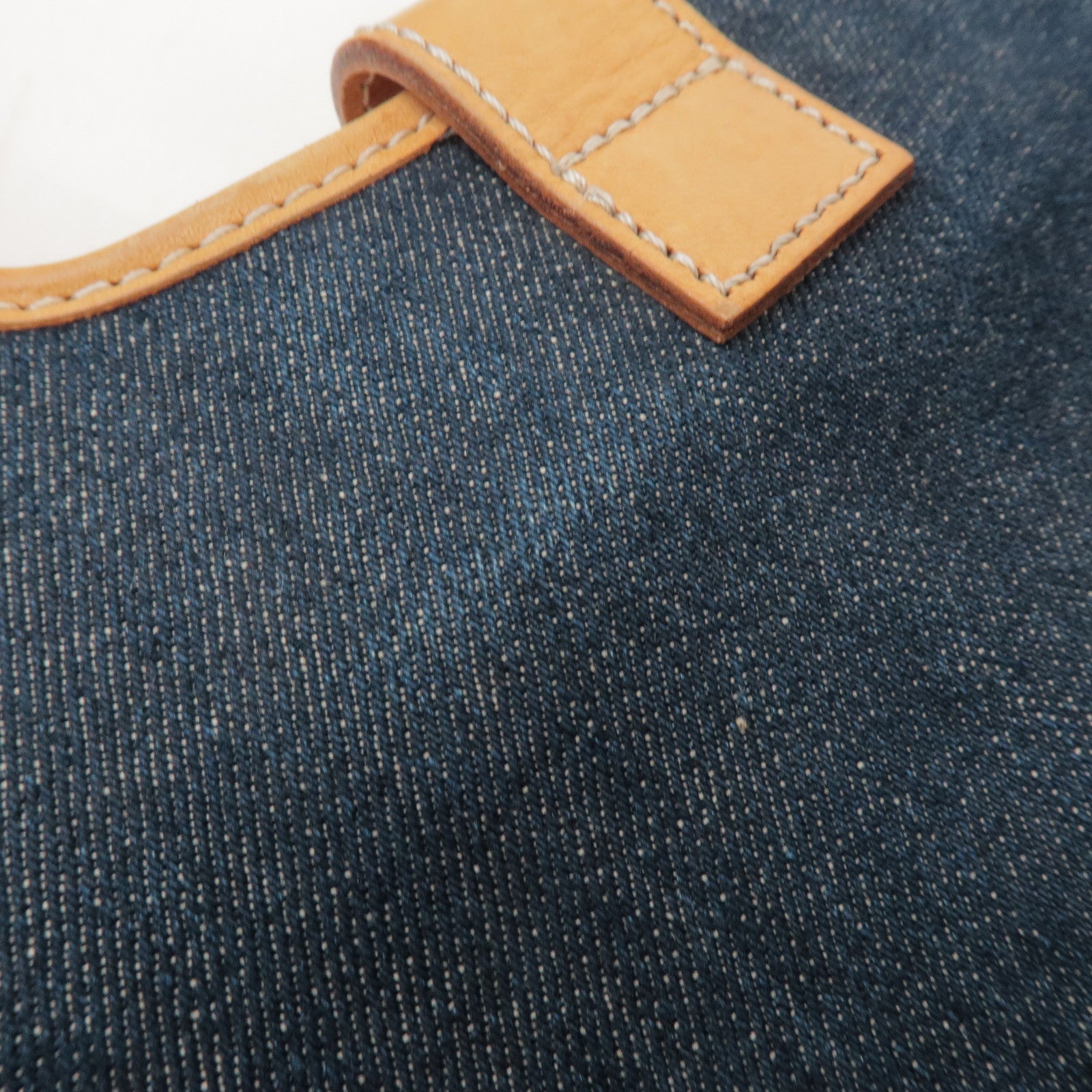 BURBERRY Blue Label Denim Leather Hand Bag Tote Bag Indigo Blue