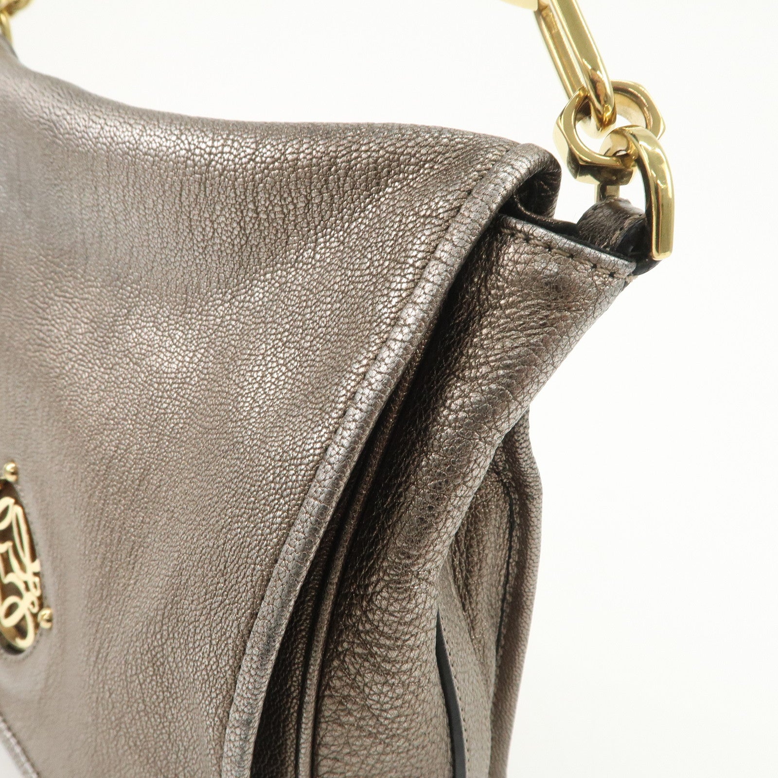 LOEWE Anagram Maia Logo Leather 2Way Bag Shoulder Bag Hand Bag Gold
