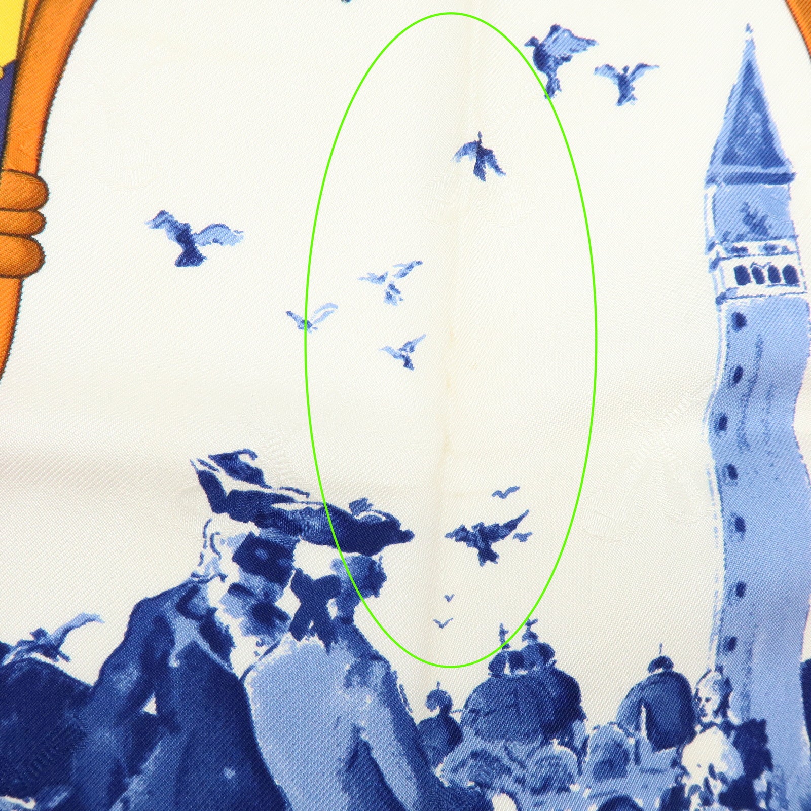 HERMES Carre 90 Silk 100% Scarf LE CARNAVAL DE VENISE Yellow Navy