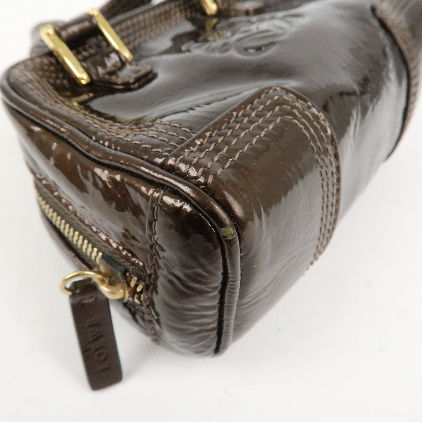 LOEWE Anagram Leather Micro Mini Amazona 2Way Shoulder Bag Brown