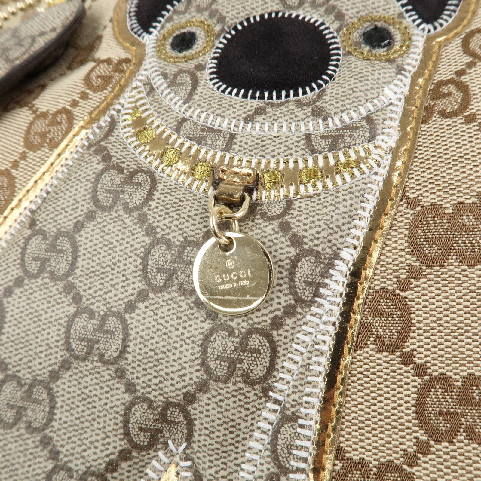 GUCCI Gucciori Pug Dog GG Canvas Patent Leather Tote Bag 212374