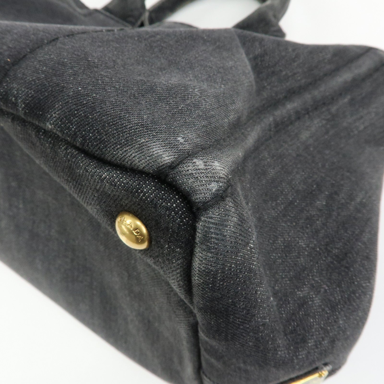 PRADA Triangle Logo Canapa Denim 2Way Bag Shoulder Bag Black 2642B