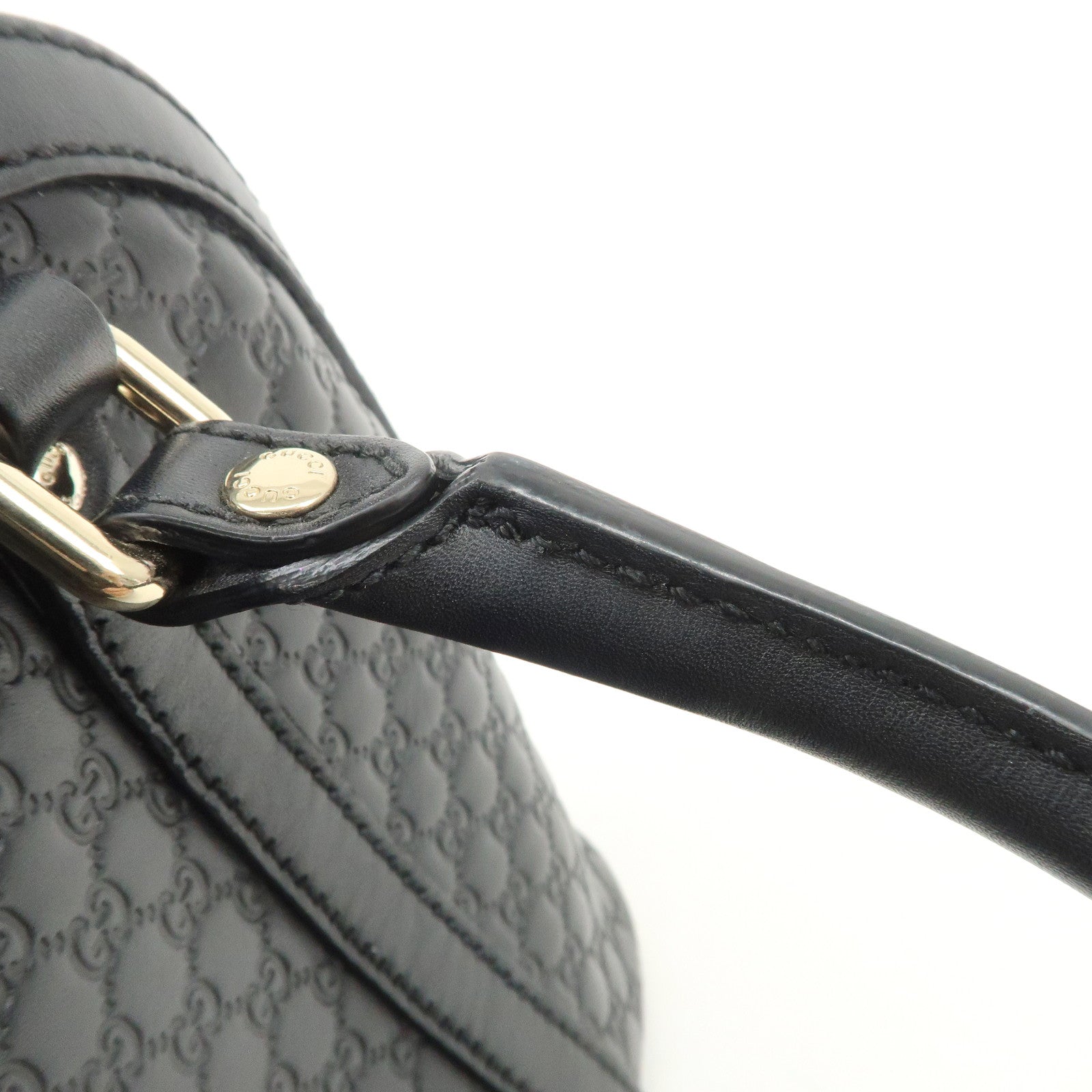 GUCCI Micro Guccissima Leather 2 Way Hand Bag Black 449654 Used