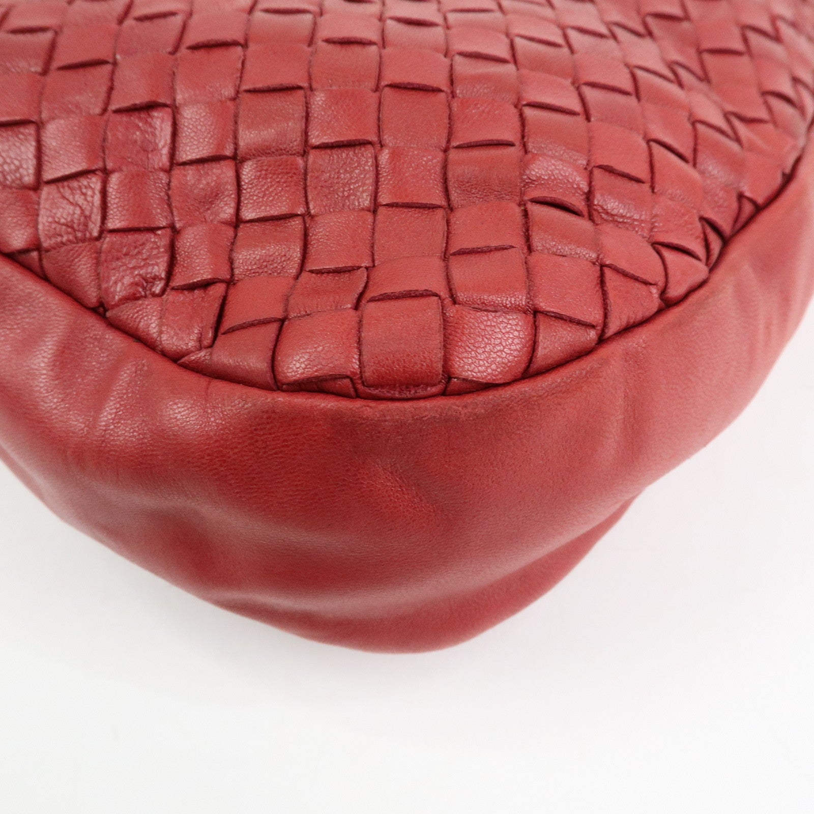 BOTTEGA VENETA Intrecciato Leather Shoulder Bag Red 132369