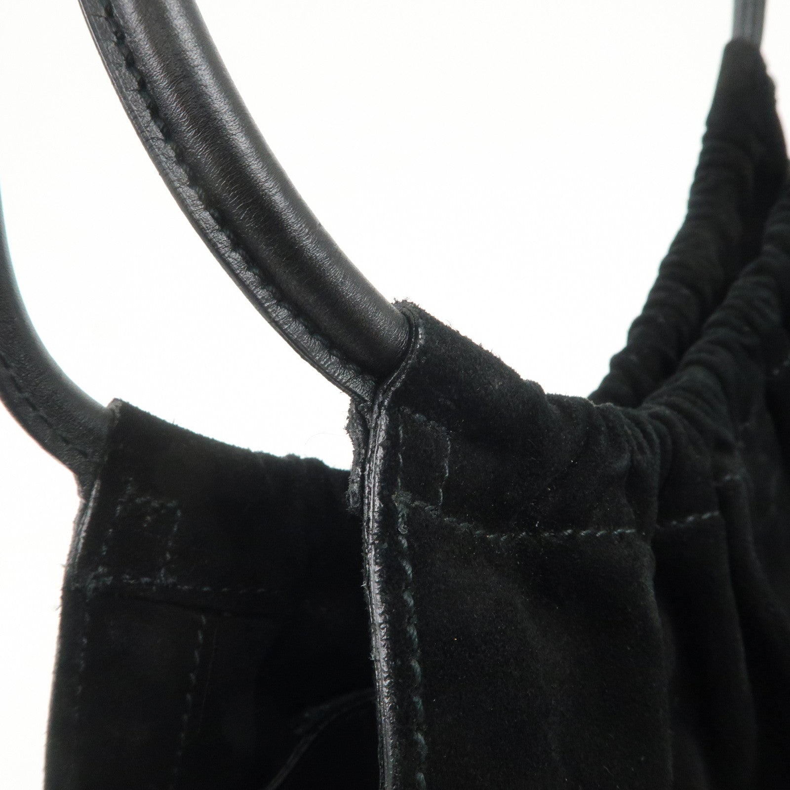 GUCCI Logo Suede Leather Shoulder Bag Hand Bag Black 001・4332