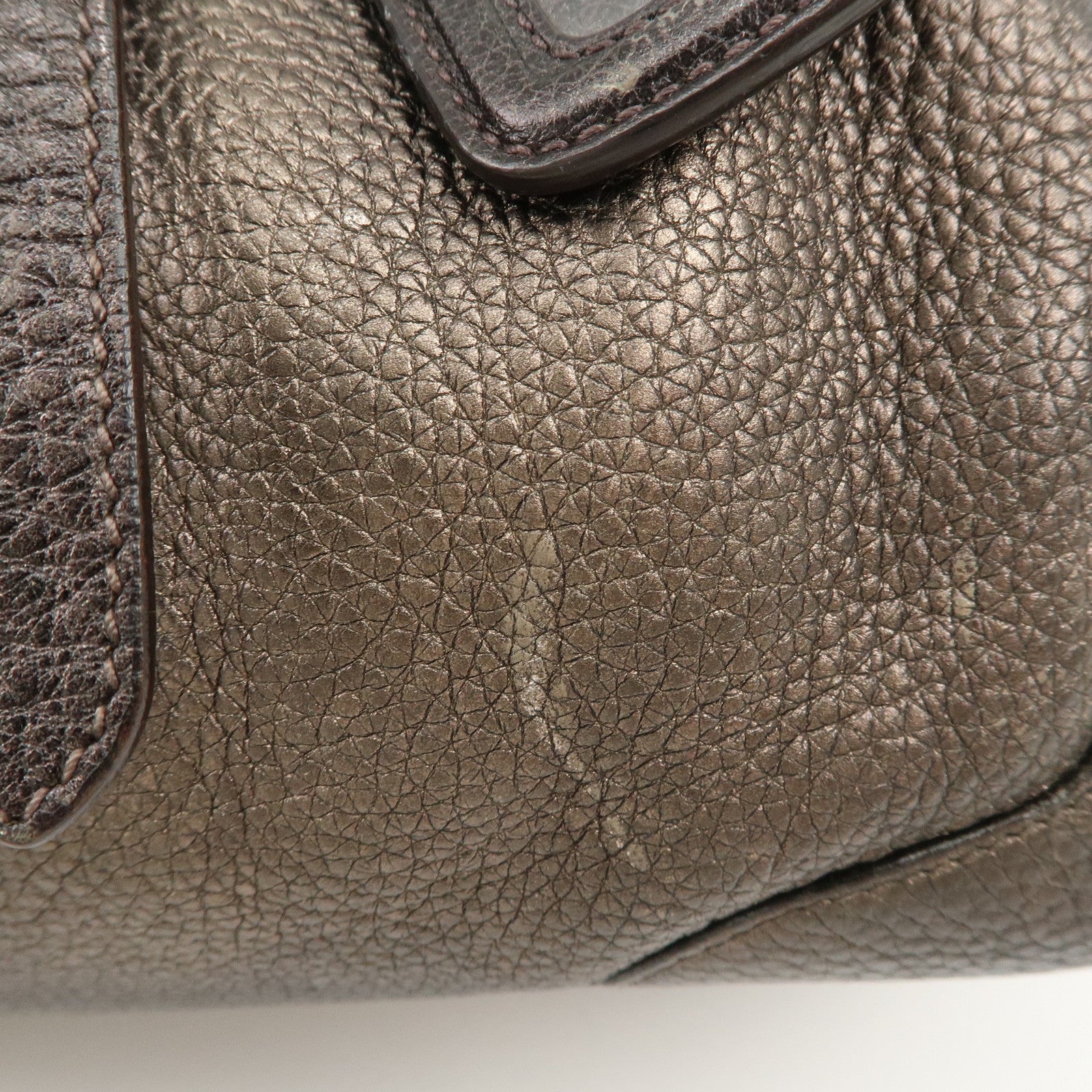 PRADA Logo Leather Shoulder Bag Hand Bag Bronze Used