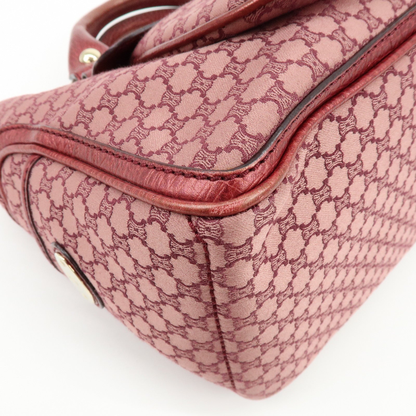 CELINE Macadam Boogie Bag Canvas Leather Hand Bag Tote Bag Pink