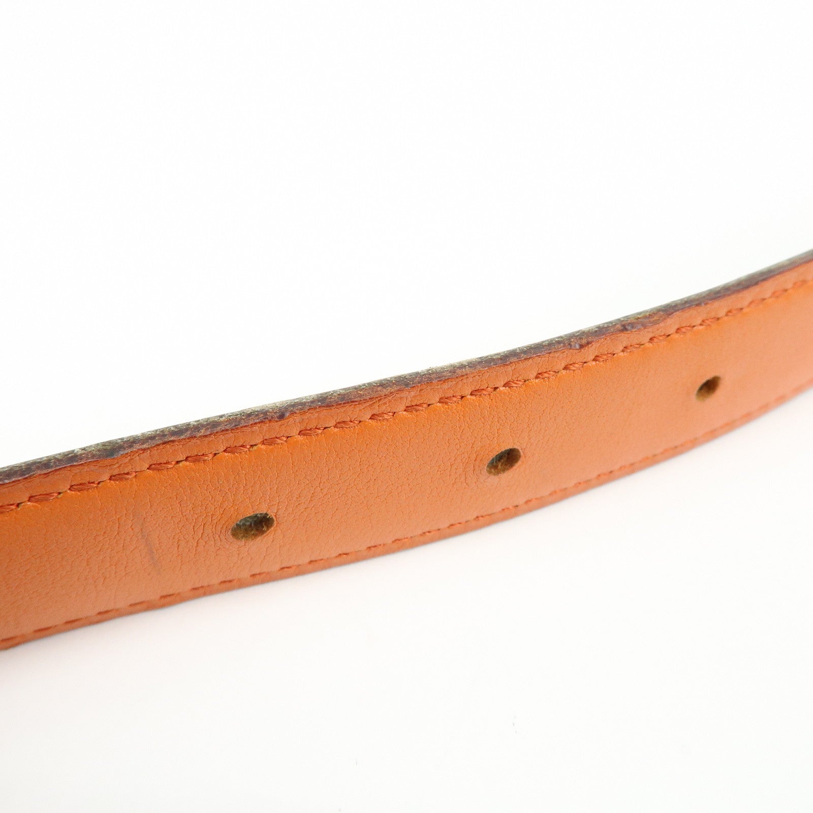 HERMES Leather H Buckle □B Stamped Reversible Constance Belt Brown