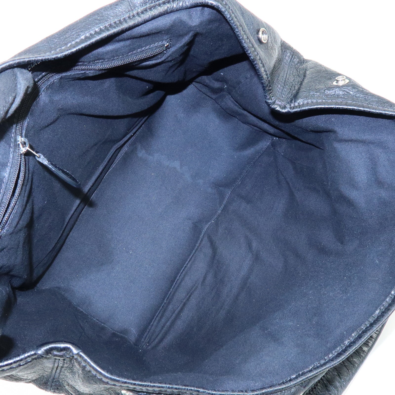 BALENCIAGA Navy Cabas Leather Small Tote Bag Black 339933