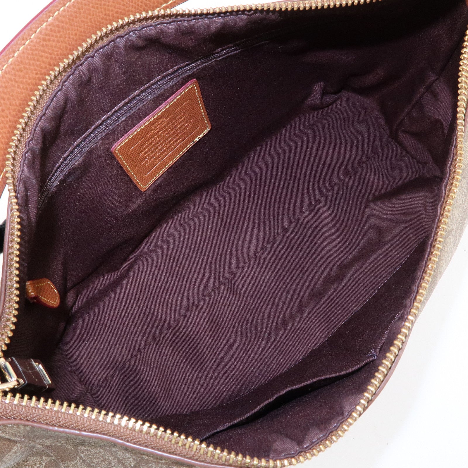 COACH Signature PVC Leather 2Way Shoulder Bag Hand Bag Brown