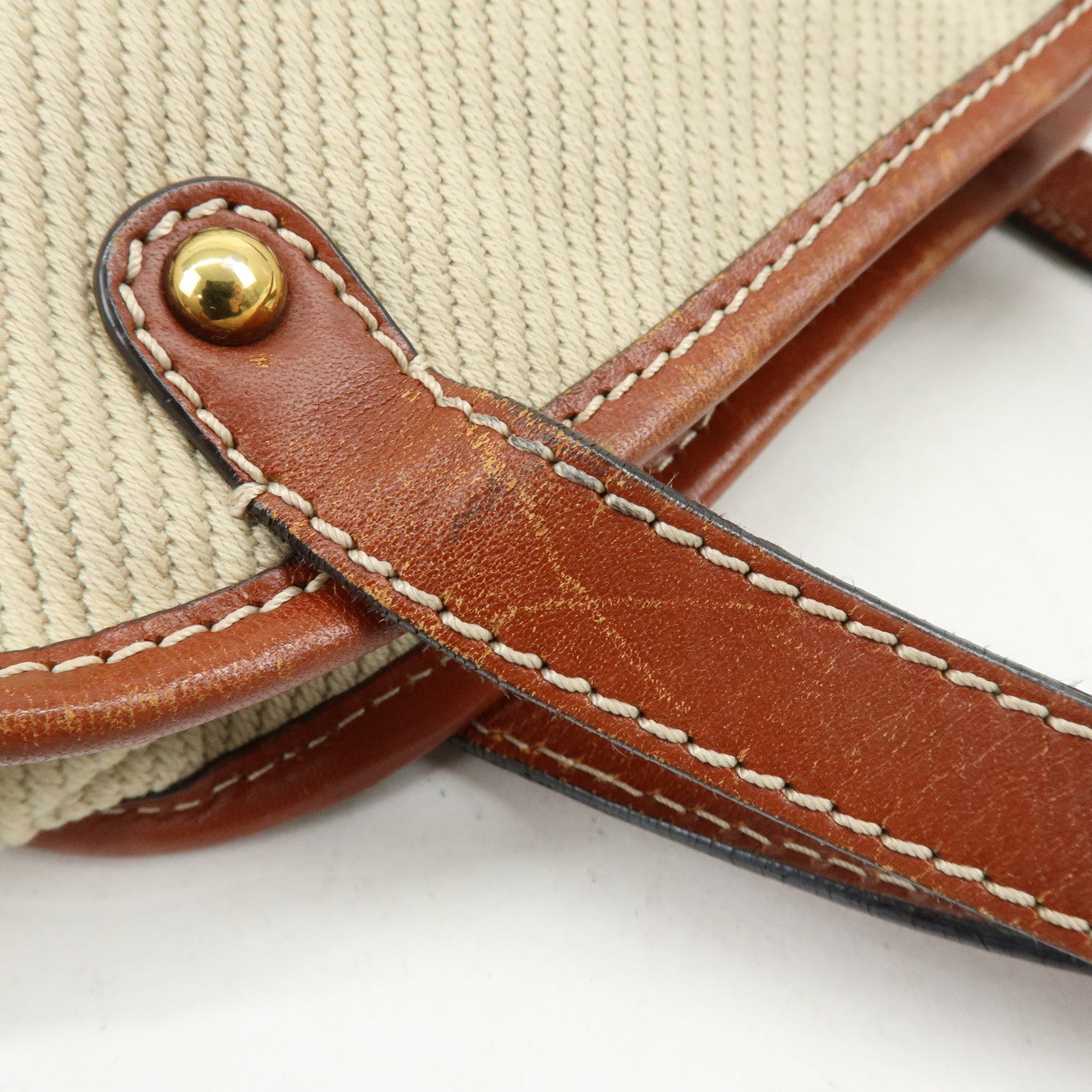 Chloe Susan Cotton Leather 2Way Bag Shoulder Bag Beige Brown