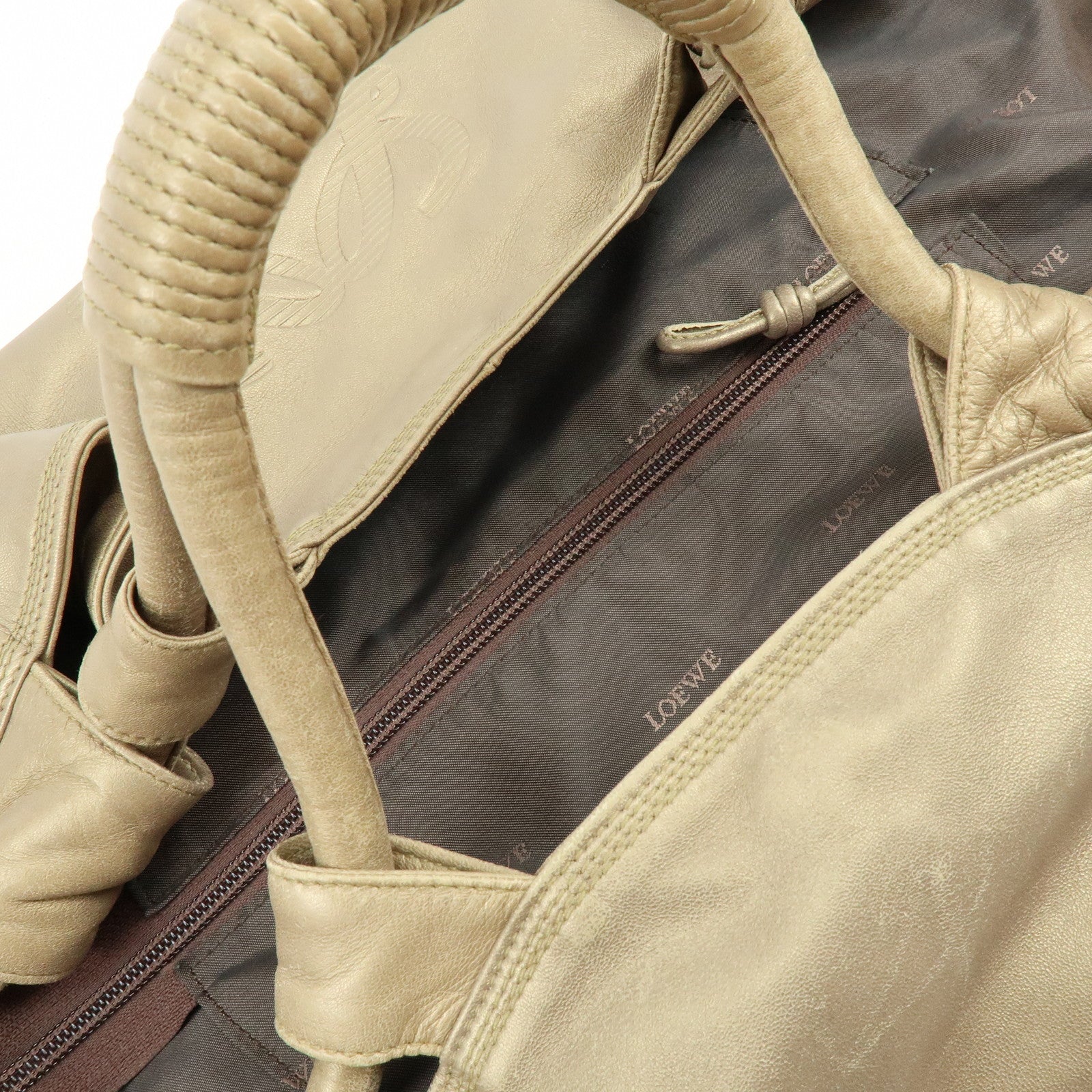 LOEWE Anagram Nappa Aire Leather Hand Bag Shoulder Bag Gold