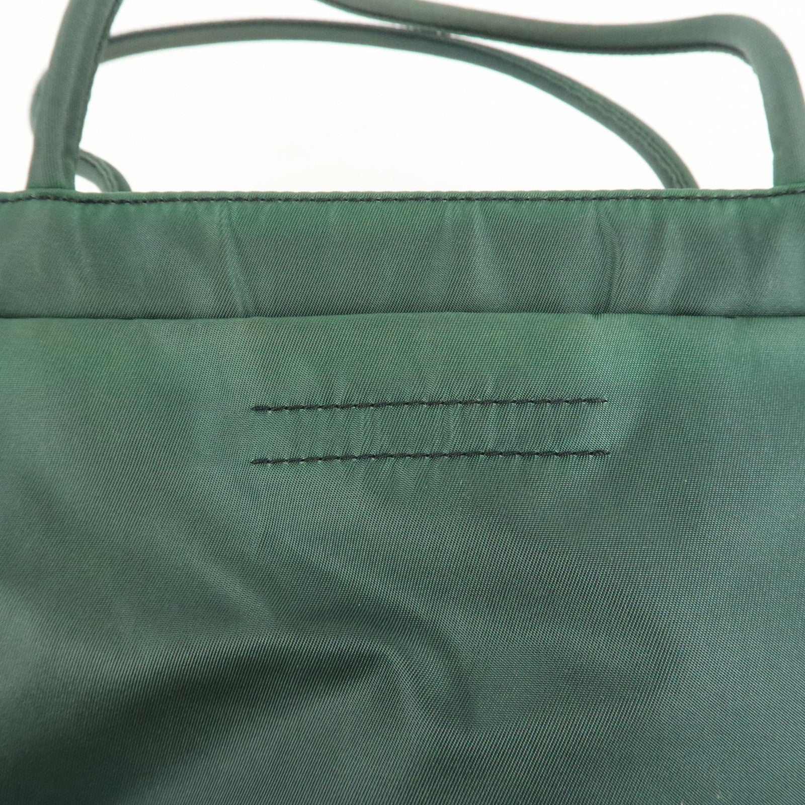PRADA Triangle Logo Nylon Leather Tote Bag Green