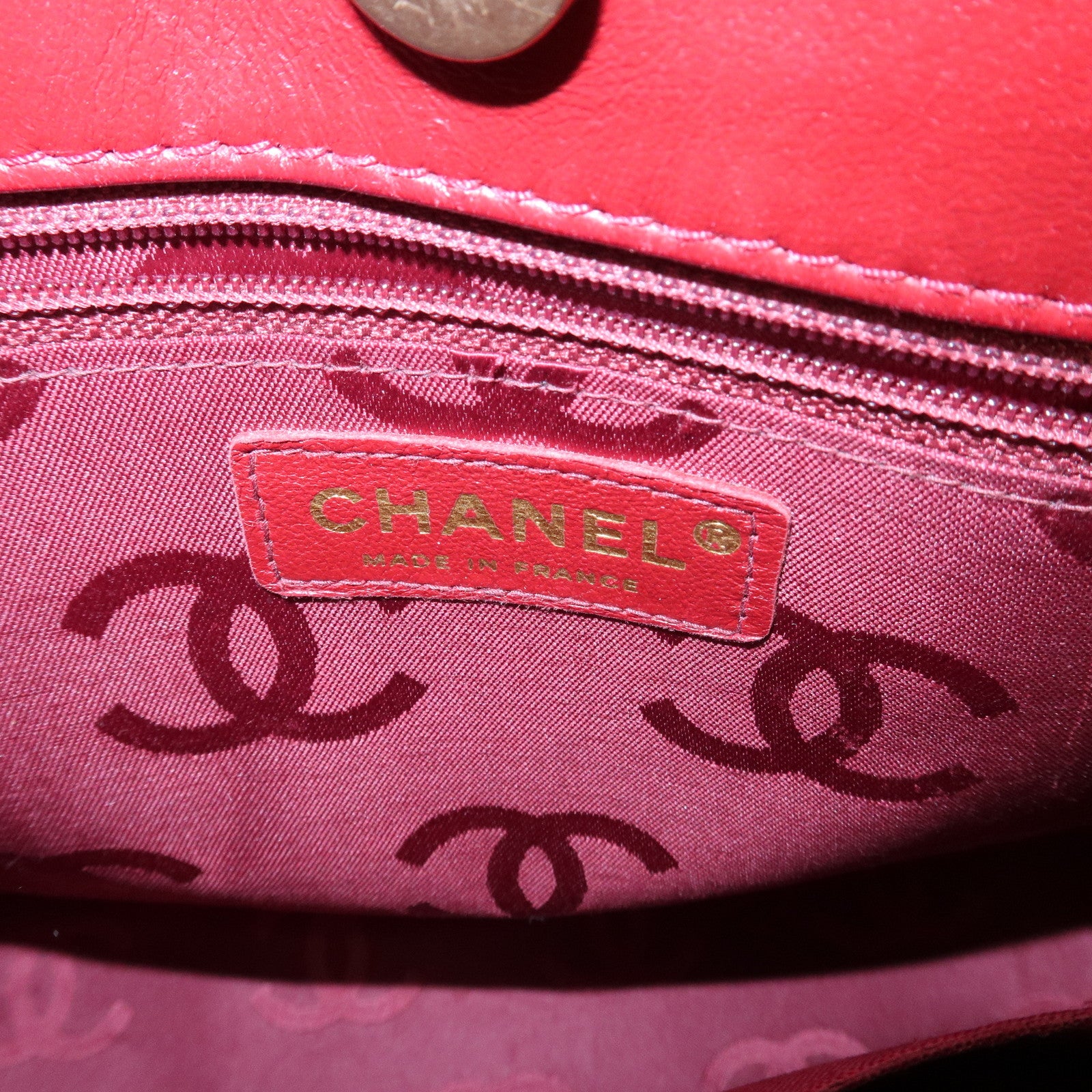 CHANEL Wild Stitch Leather Tote Bag Hand Bag Red A18126