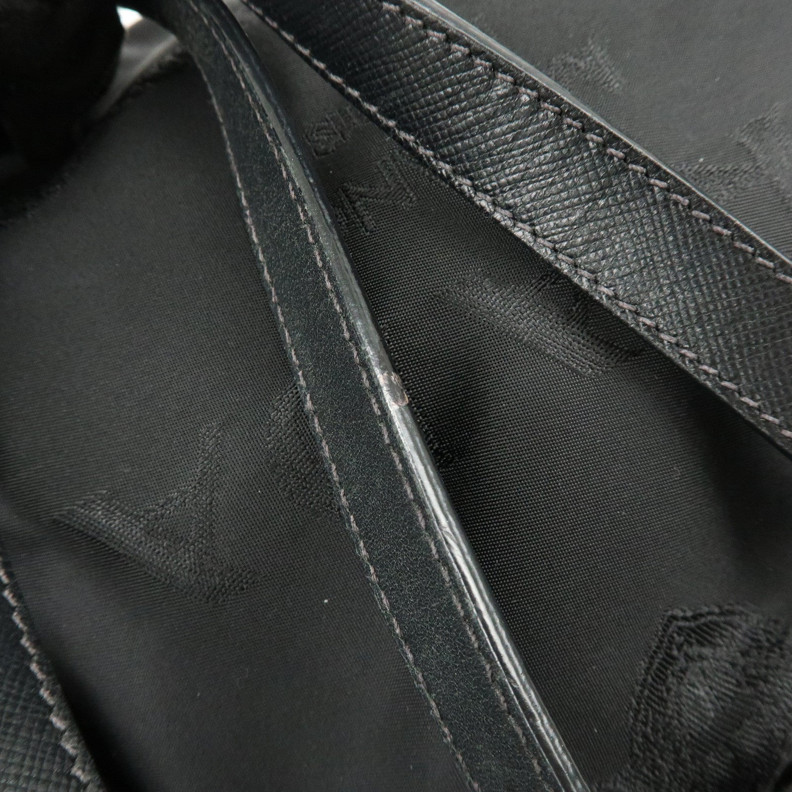 PRADA Logo Nylon Leather Boston Bag Shoulder Bag Black BL0600