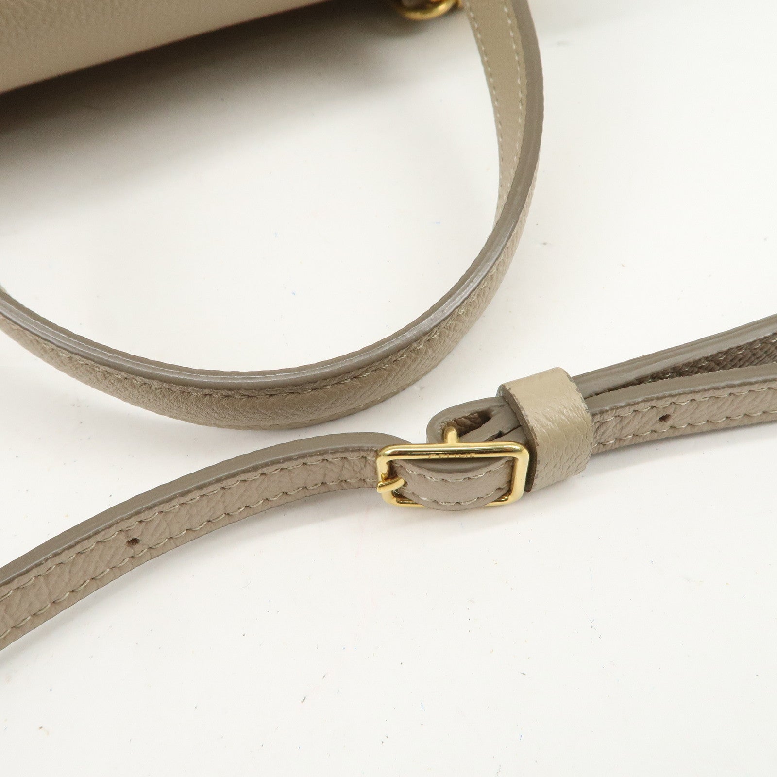 CELINE Belt Bag Leather Nano 2WAY Hand Bag Shoulder Bag Beige