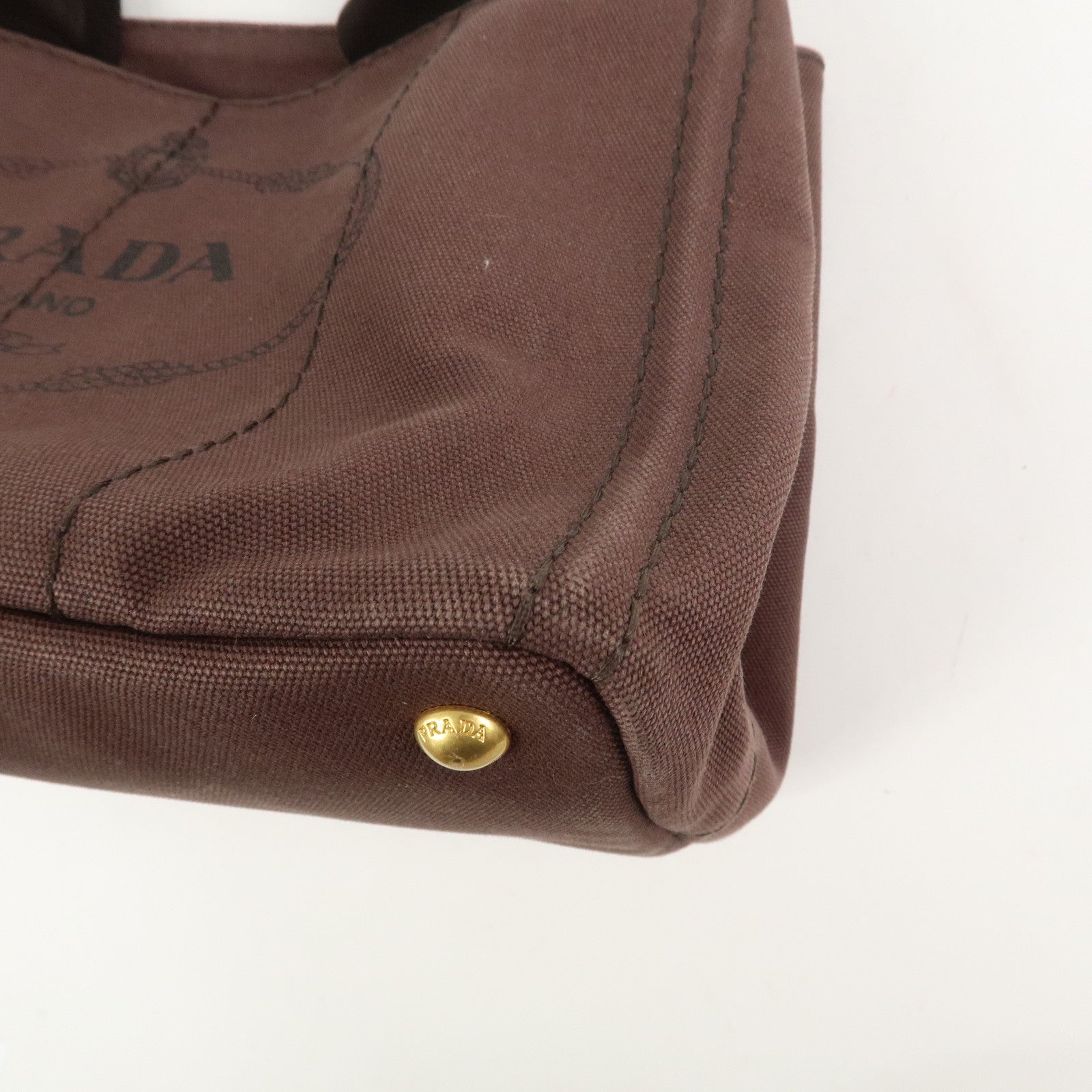 PRADA Logo Canapa 2Way Tote Bag Hand Bag Brown BN2642