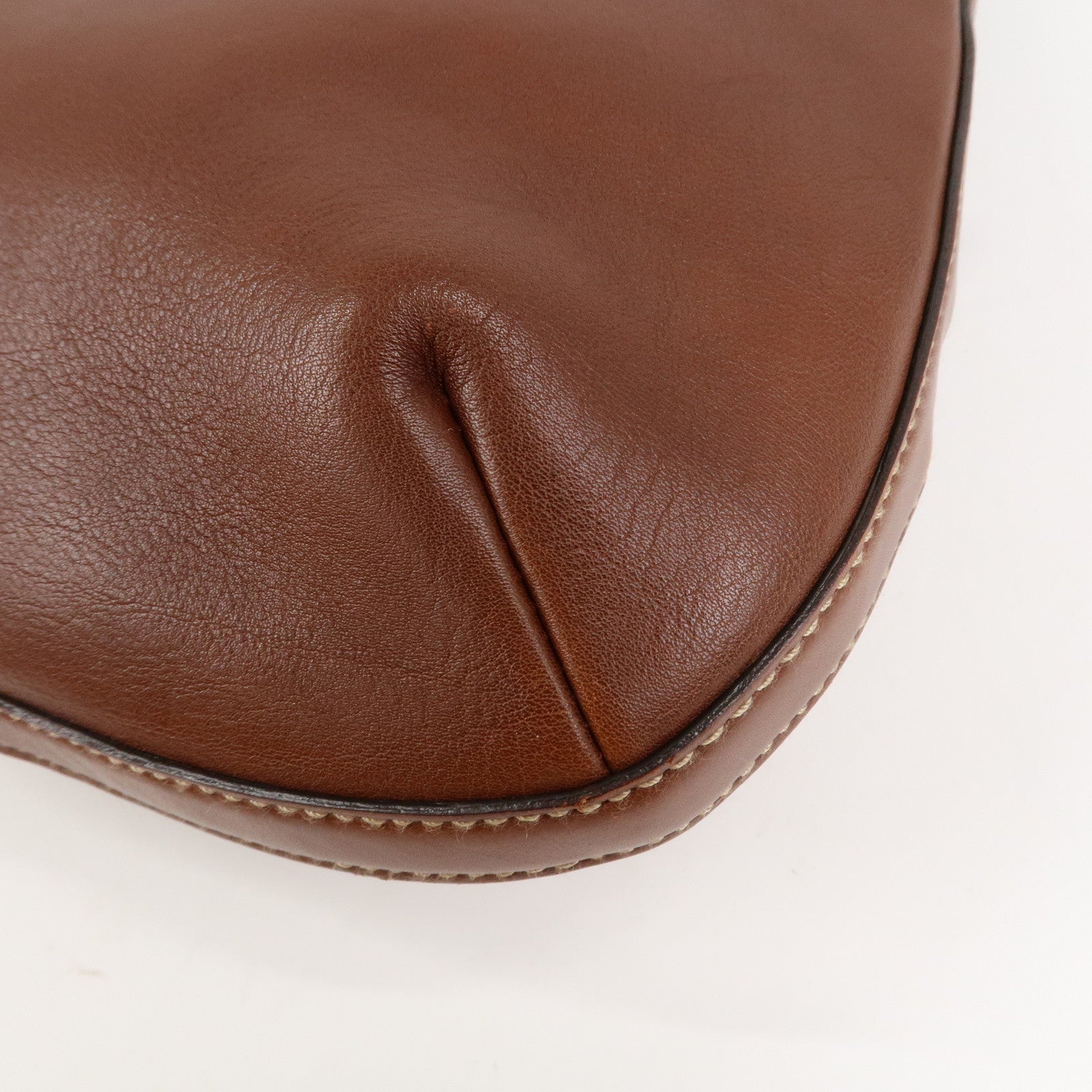 GUCCI Horsebit GG Canvas Leather Shoulder Bag Brown 137386