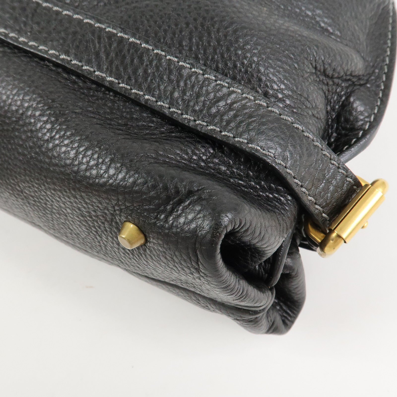 Chloe Paddington Leather Hand Bag Shoulder Bag Black Gold Hardware