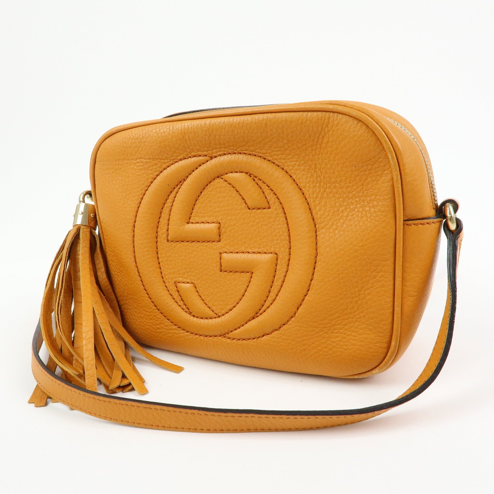 GUCCI SOHO Leather Shoulder Bag Crossbody Bag Orange 308864