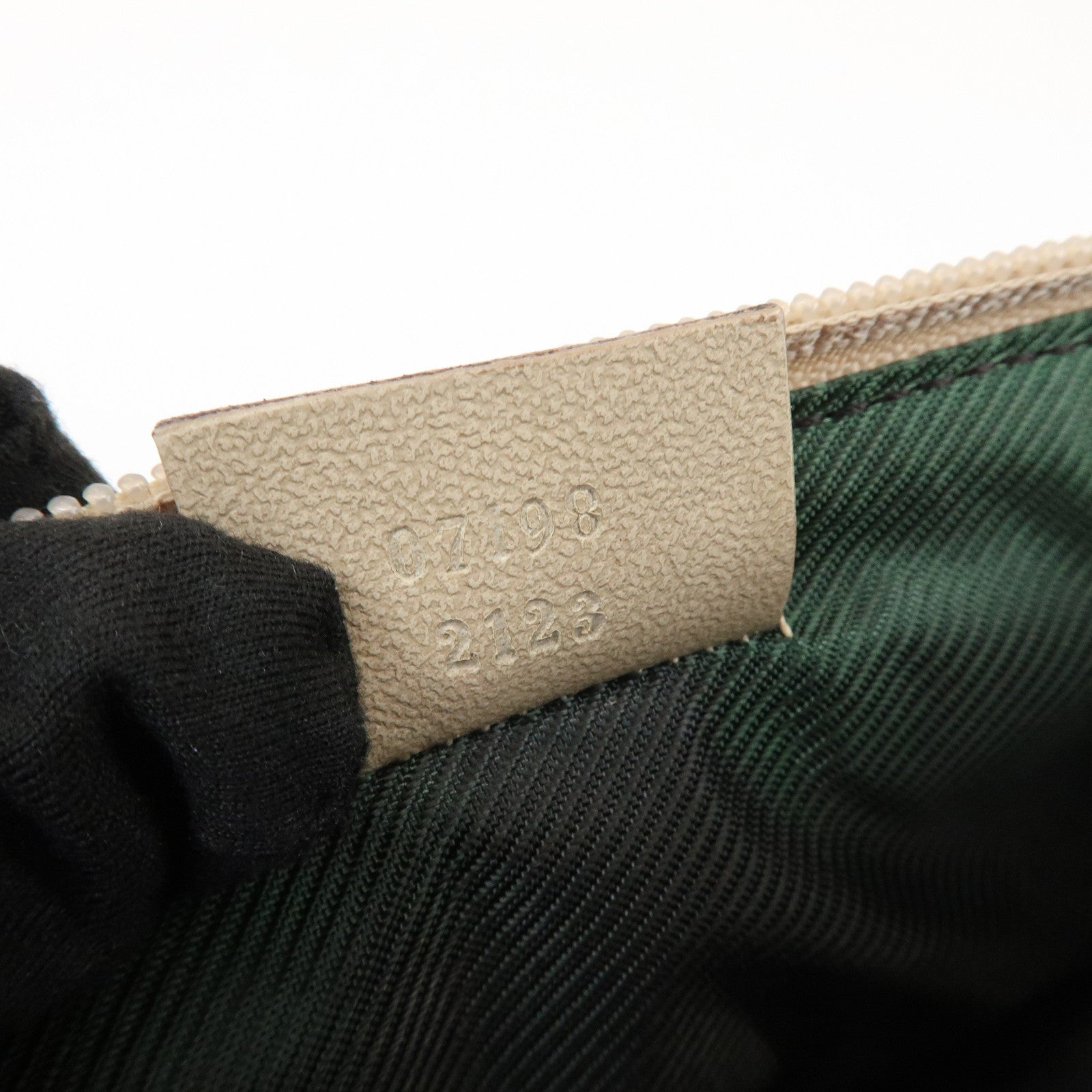 GUCCI Boat Bag GG Canvas Leather Pouch Hand Bag Beige Brown 07198