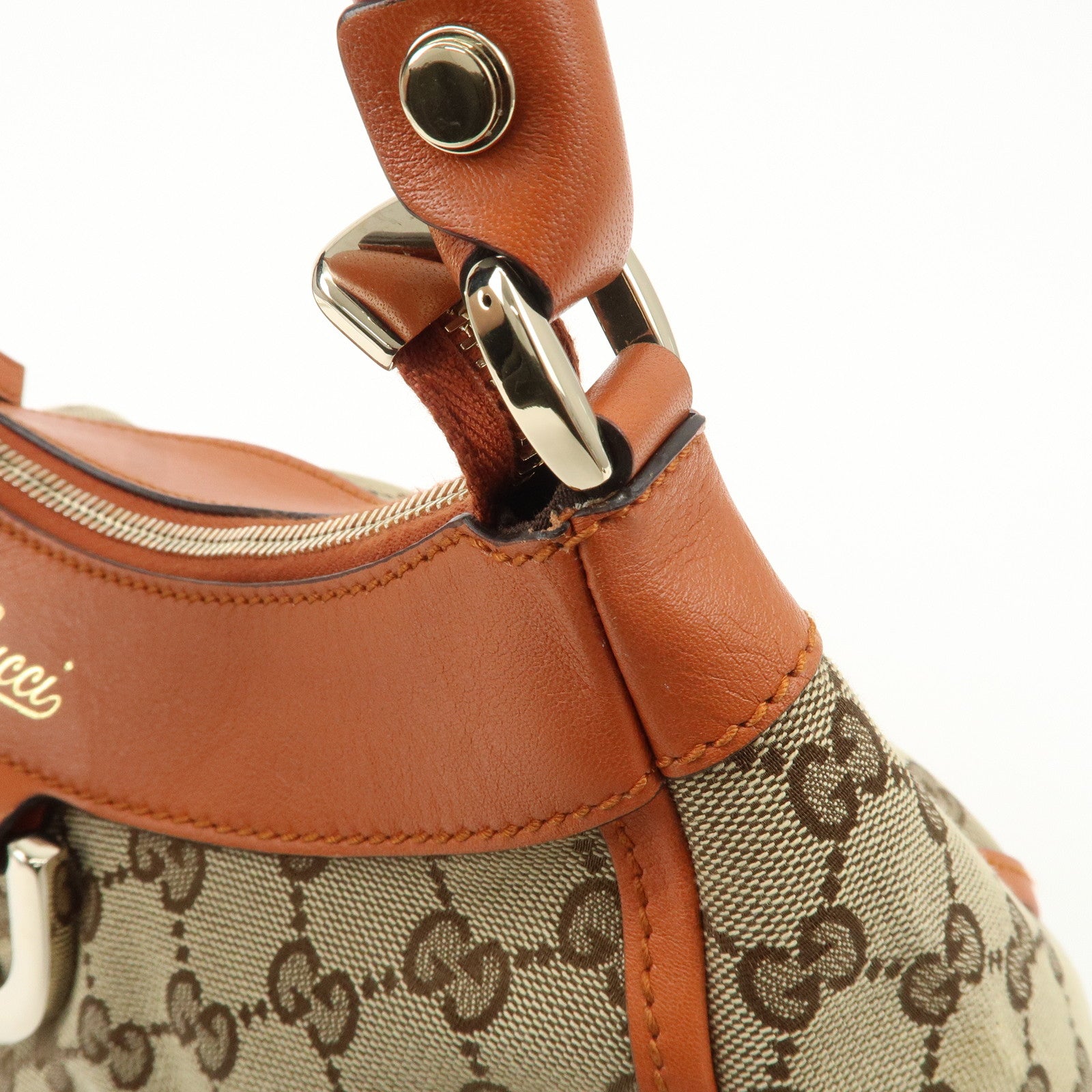 GUCCI Abbey GG Canvas Leather Shoulder Bag Hand Bag Beige 190525