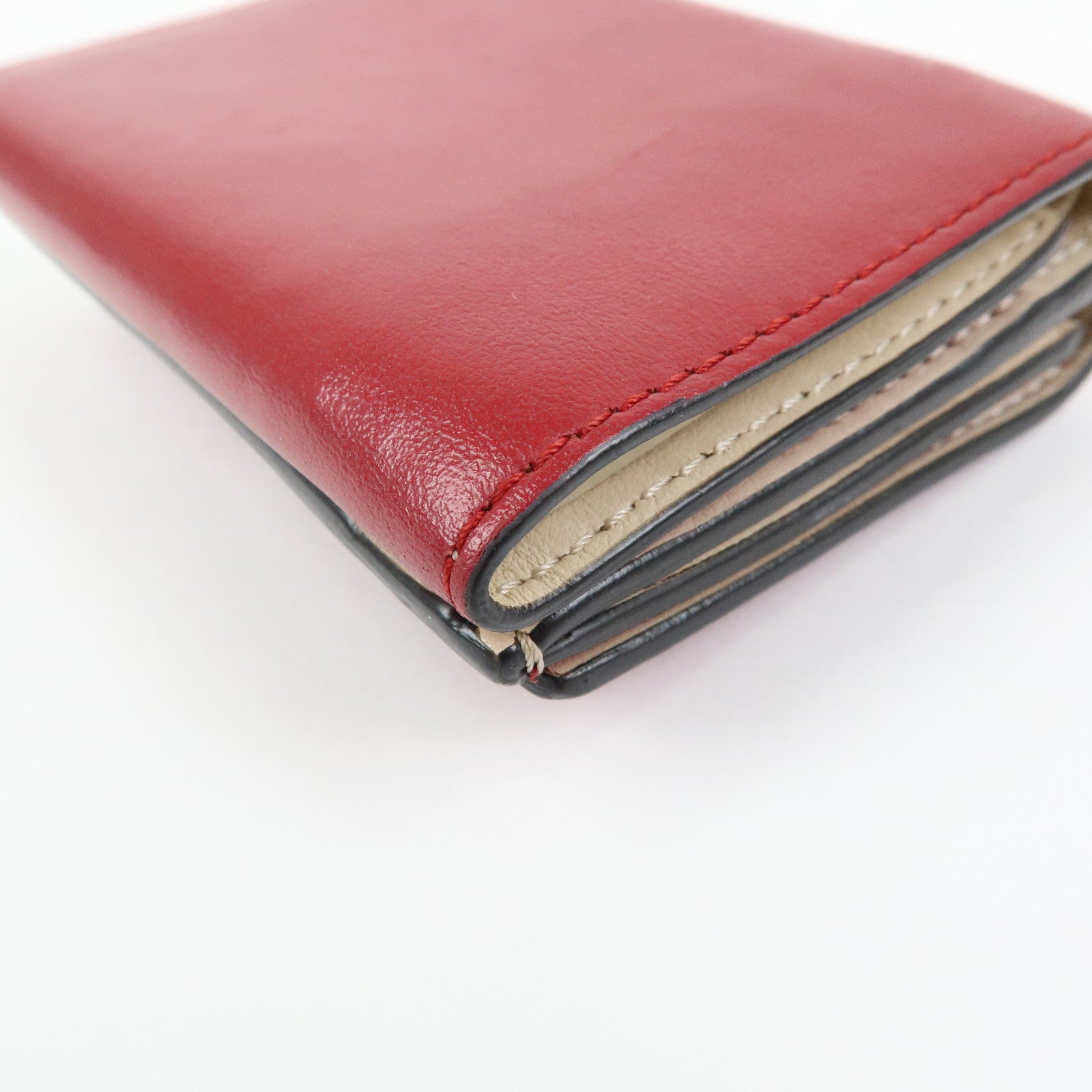 FENDI Peekaboo Leather Compact Trifold Wallet Red 8M0445