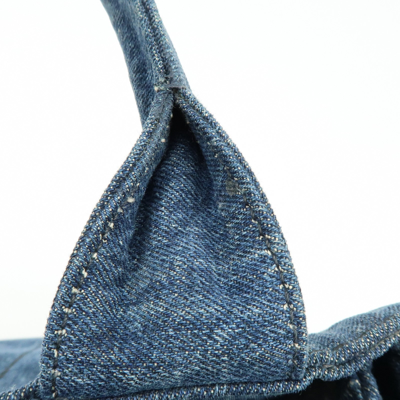 PRADA Canapa Tringle Logo Canvas Denim Tote Hand Bag Blue B1877B