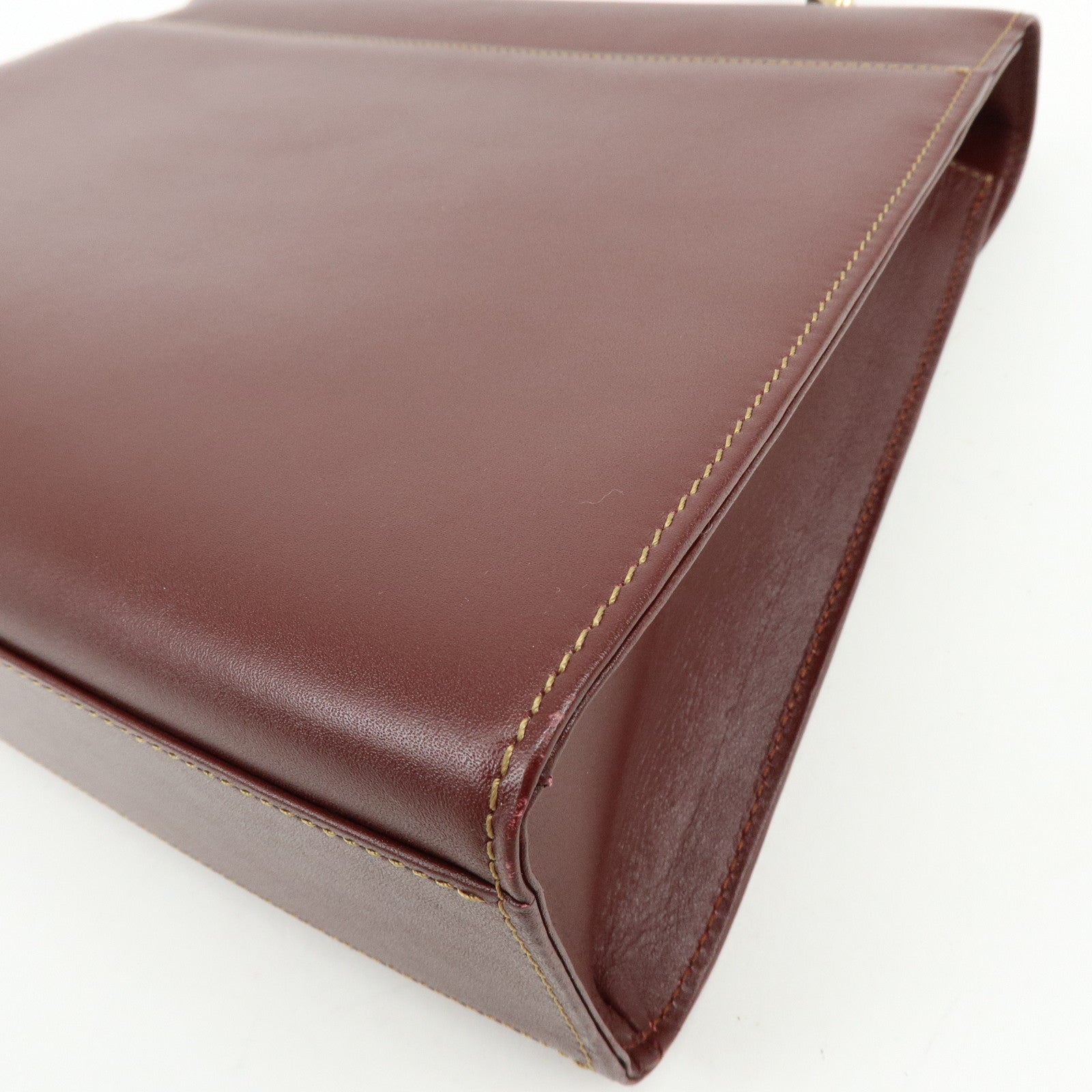 Cartier Must de Cartier Calf Skin Hand Bag Tote Bag Bordeaux