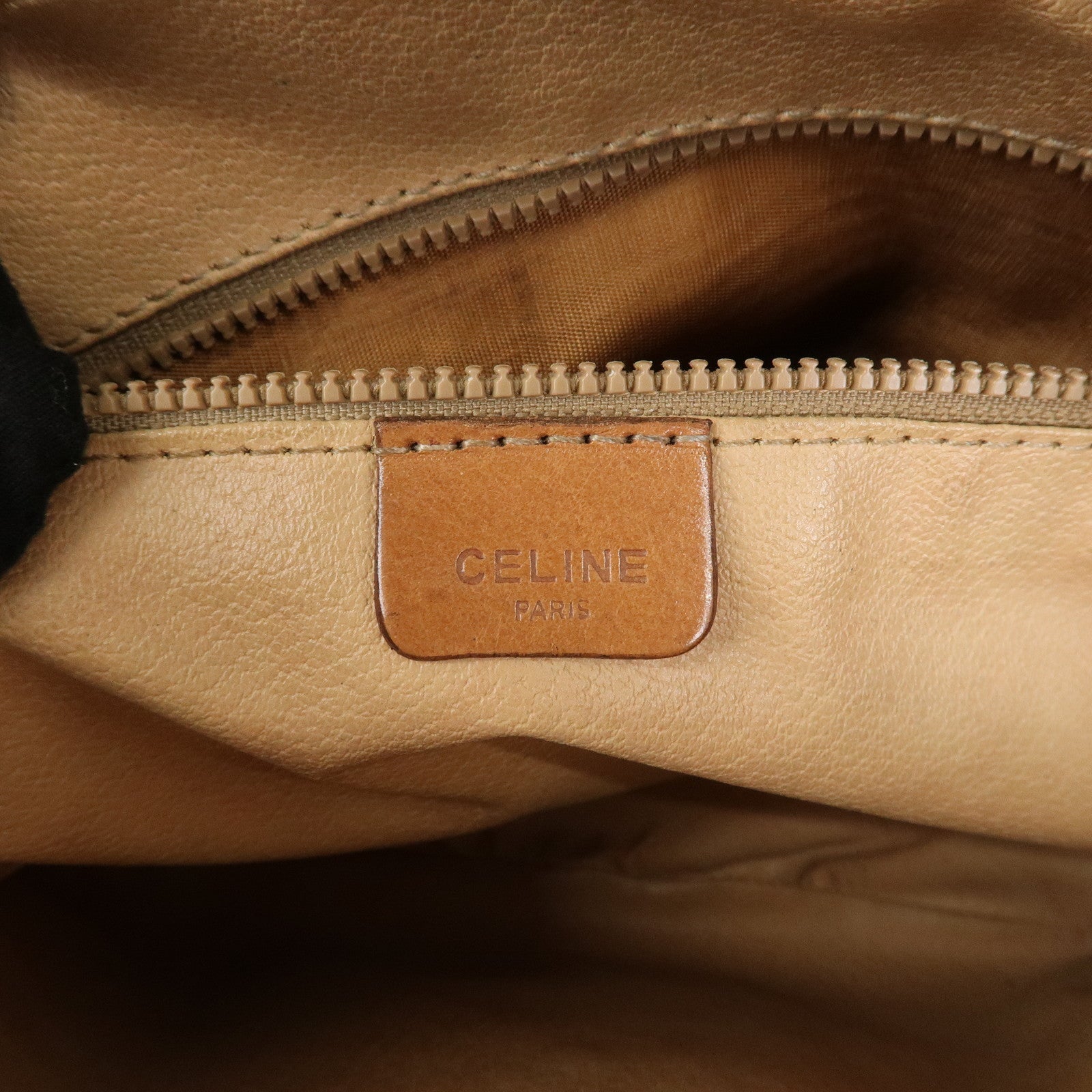 CELINE Macadam PVC Leather Shoulder Bag Brown Gold HDW