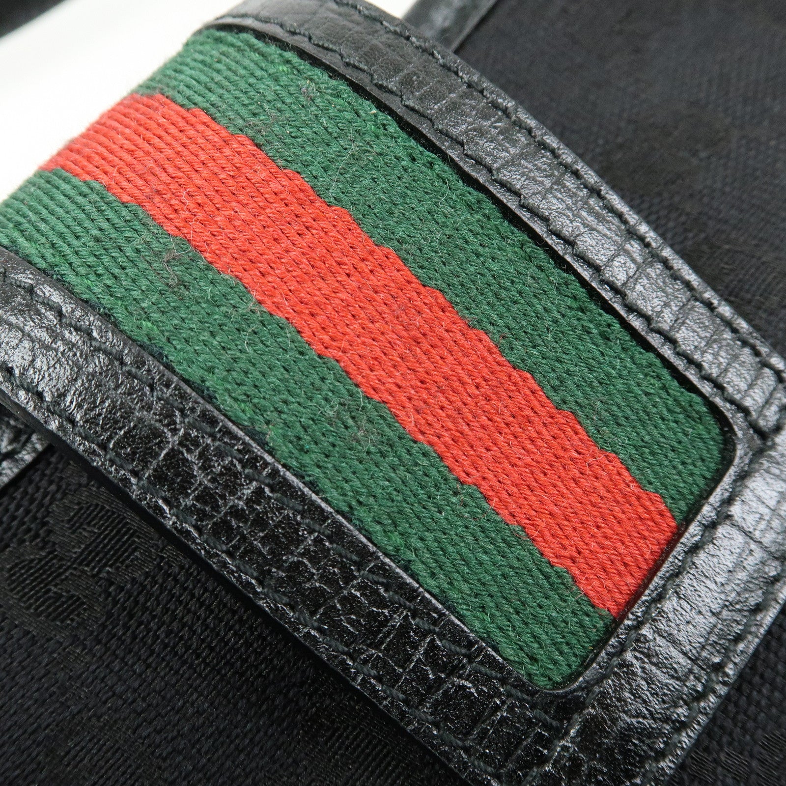 GUCCI Sherry GG Canvas Leather Shoulder Bag Hand Bag Black 130779