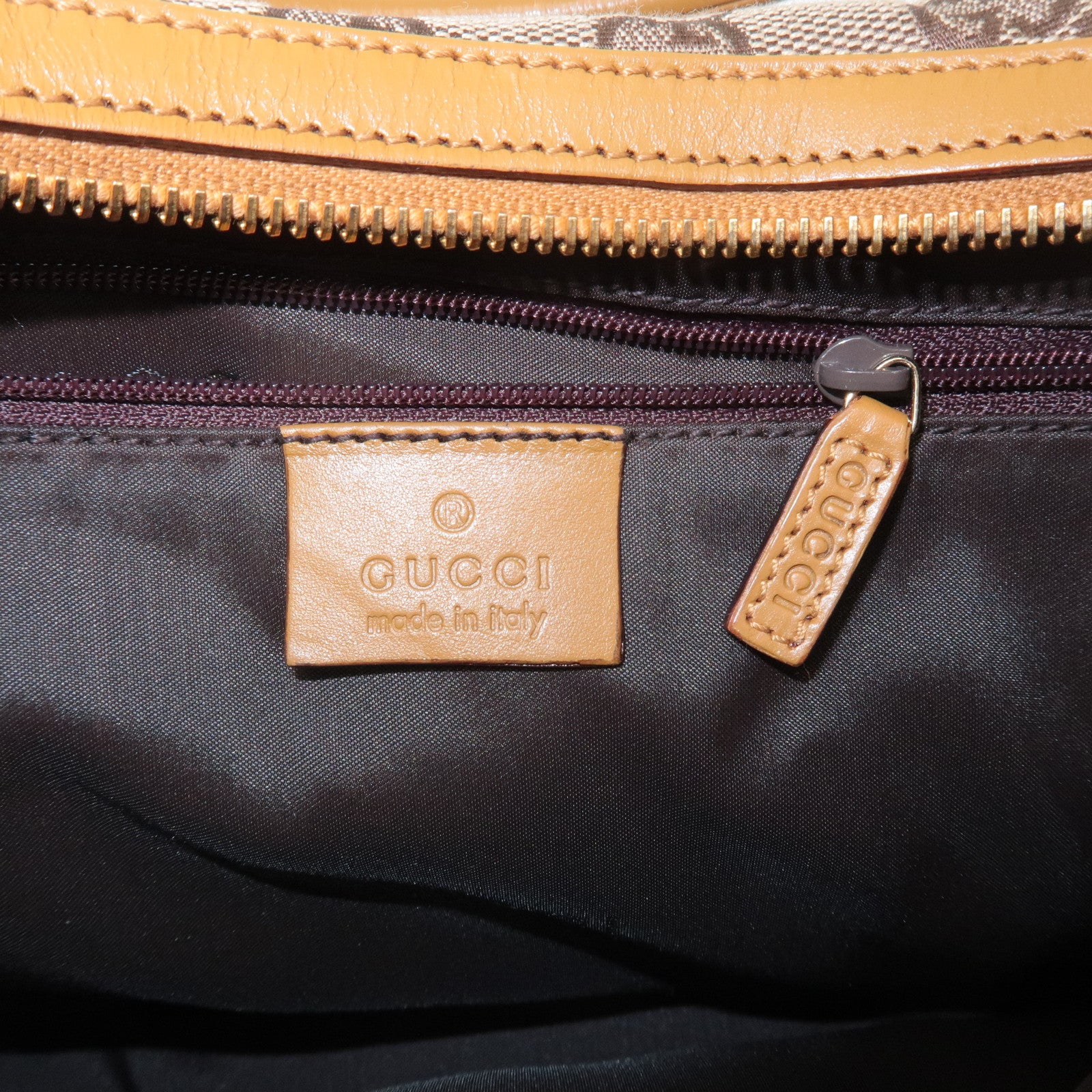 GUCCI GG Canvas Leather Shoulder Bag Hand Bag Beige 001.3812 Used