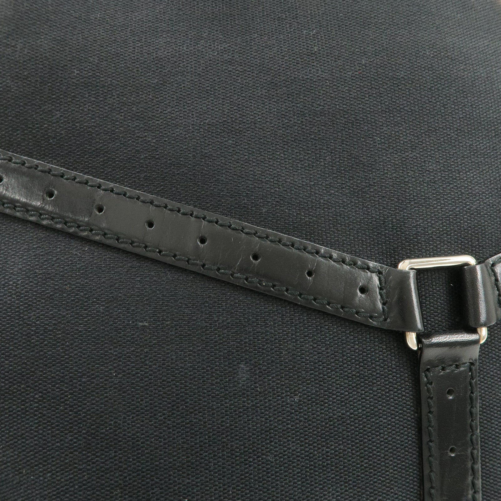 GUCCI Interlocking G Canvas Leather Hand Shoulder Bag Black 114875 Used