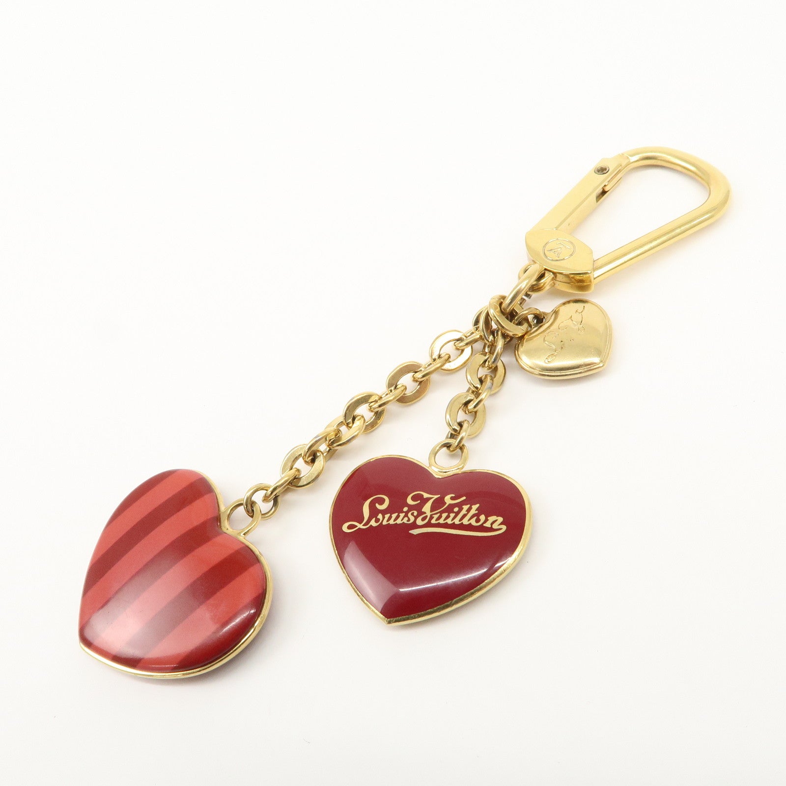 Louis Vuitton Porte Cles Coeur Rayures Bag Charm Red M66476 Used