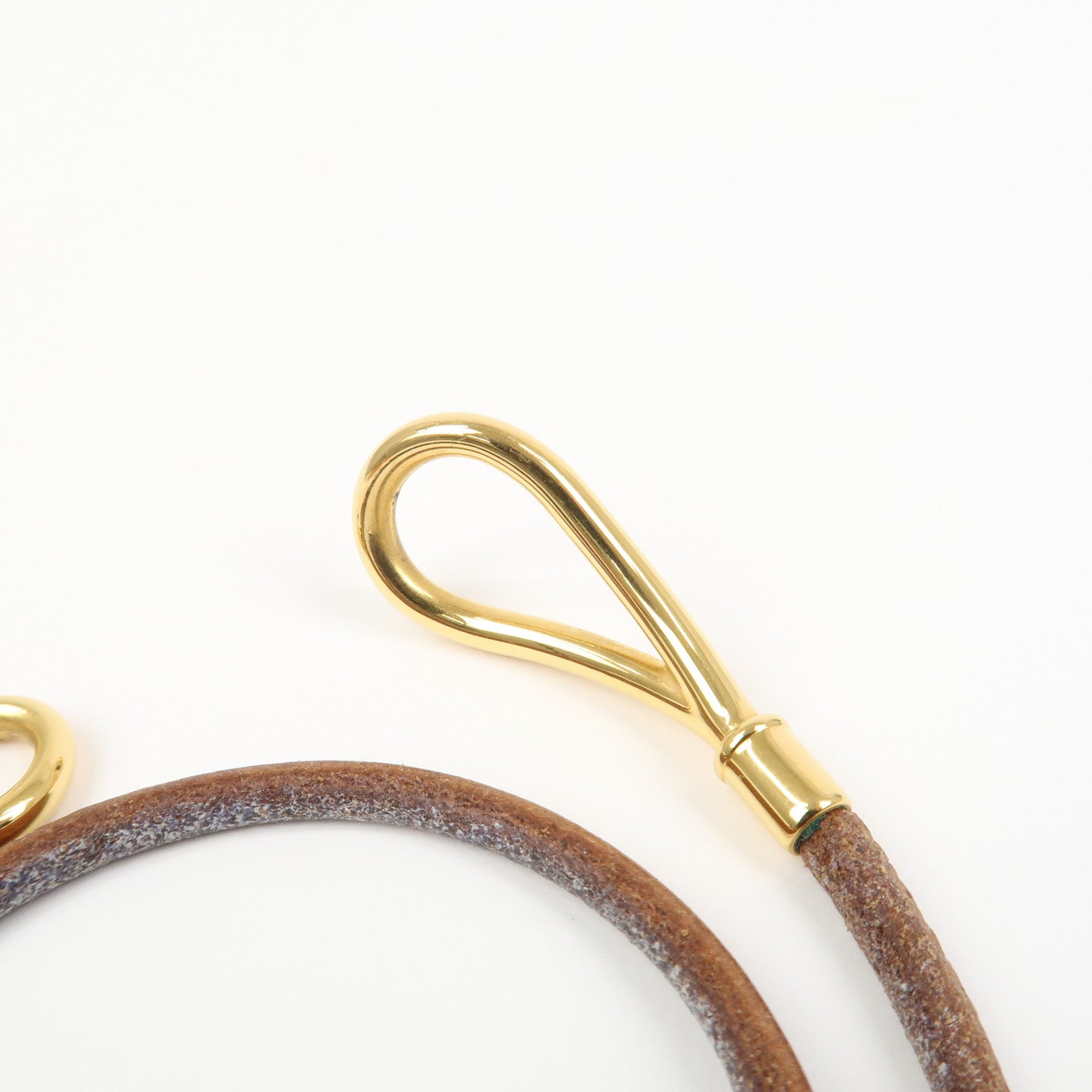 HERMES Jumbo Choker Leather Metal Bracelet Brown