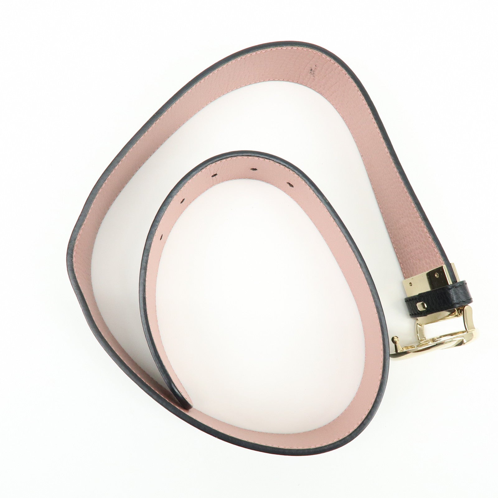 GUCCI Logo Leather Reversible Belt 80/32 Black Pink