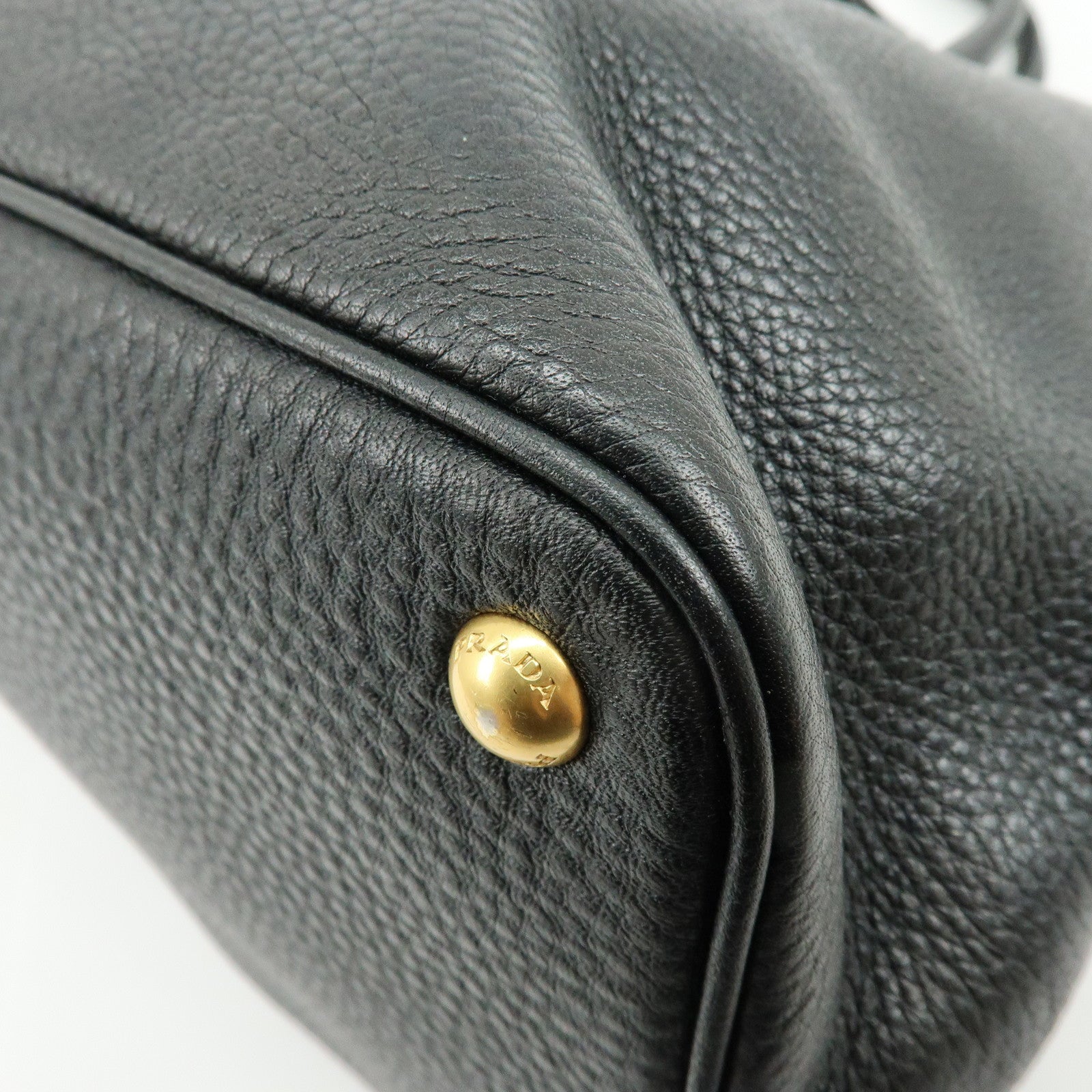 PRADA Calf Leather Tote Bag Hand Bag Black BN2579