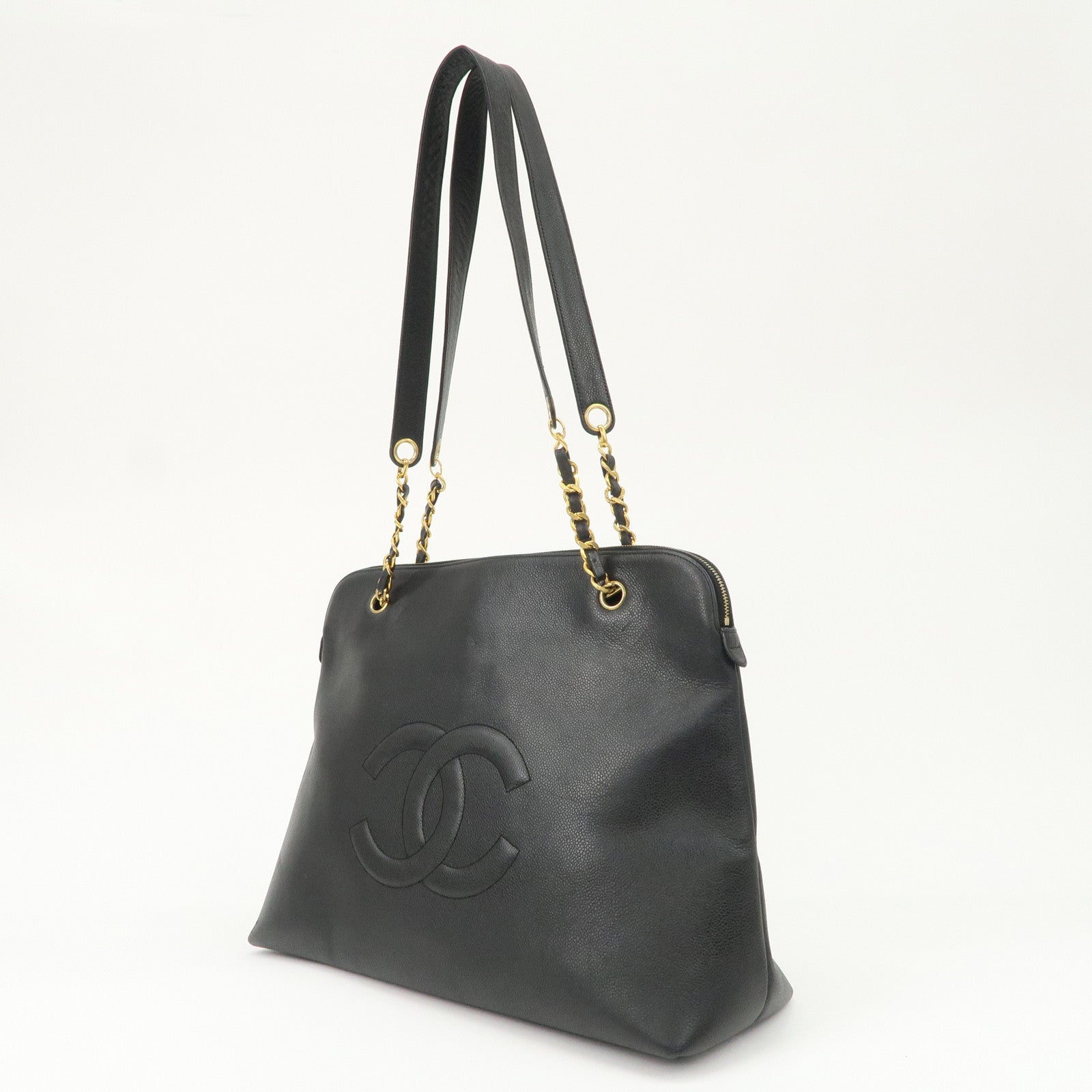 CHANEL COCO Mark COCO Ball Leather Chain Tote Bag Black A03578