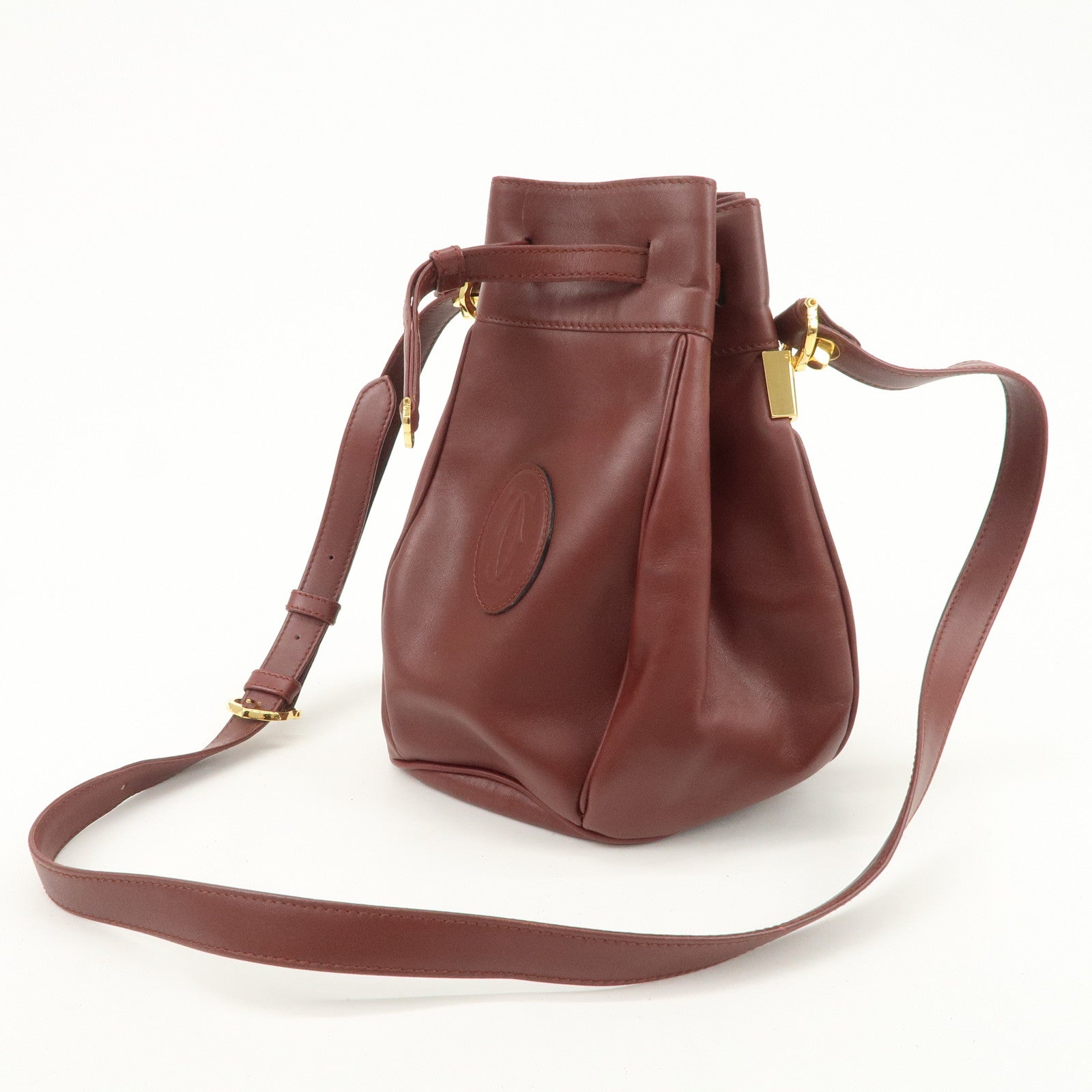 Cartier Must de Cartier Calf Leather Shoulder Bag Burgundy