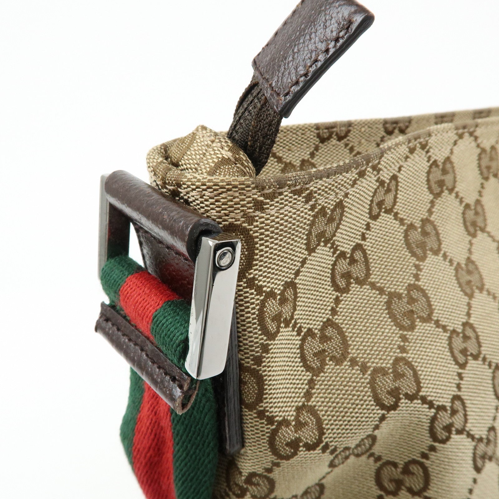 GUCCI Sherry GG Canvas Leather Shoulder Bag Beige Brown 189751