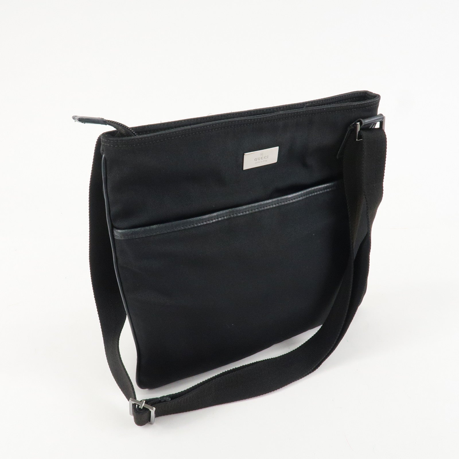 GUCCI Leather Nylon Shoulder Bag Black 141626 Used