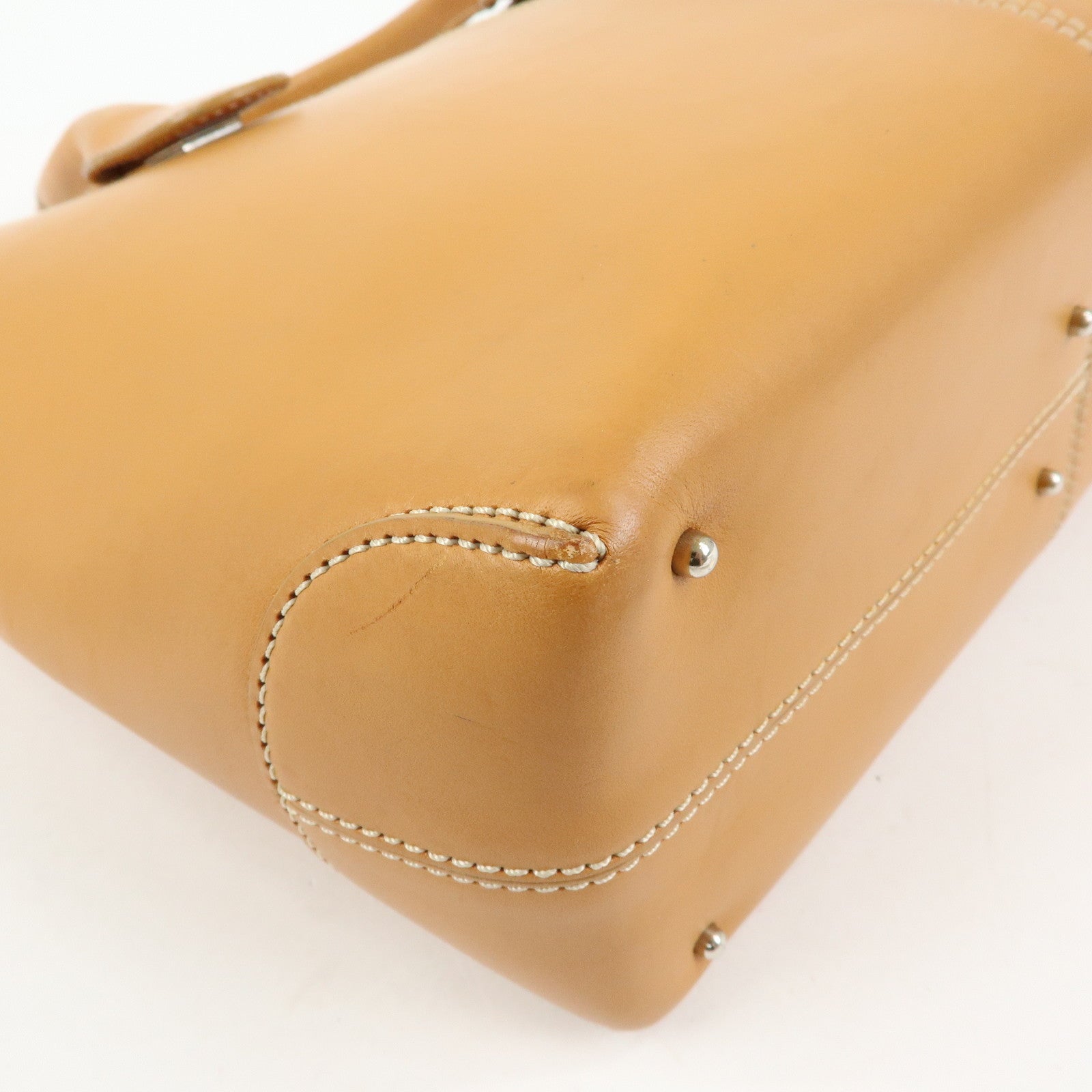 TOD'S Logo Leather 2Way Bag Tote Bag Shoulder Bag Camel