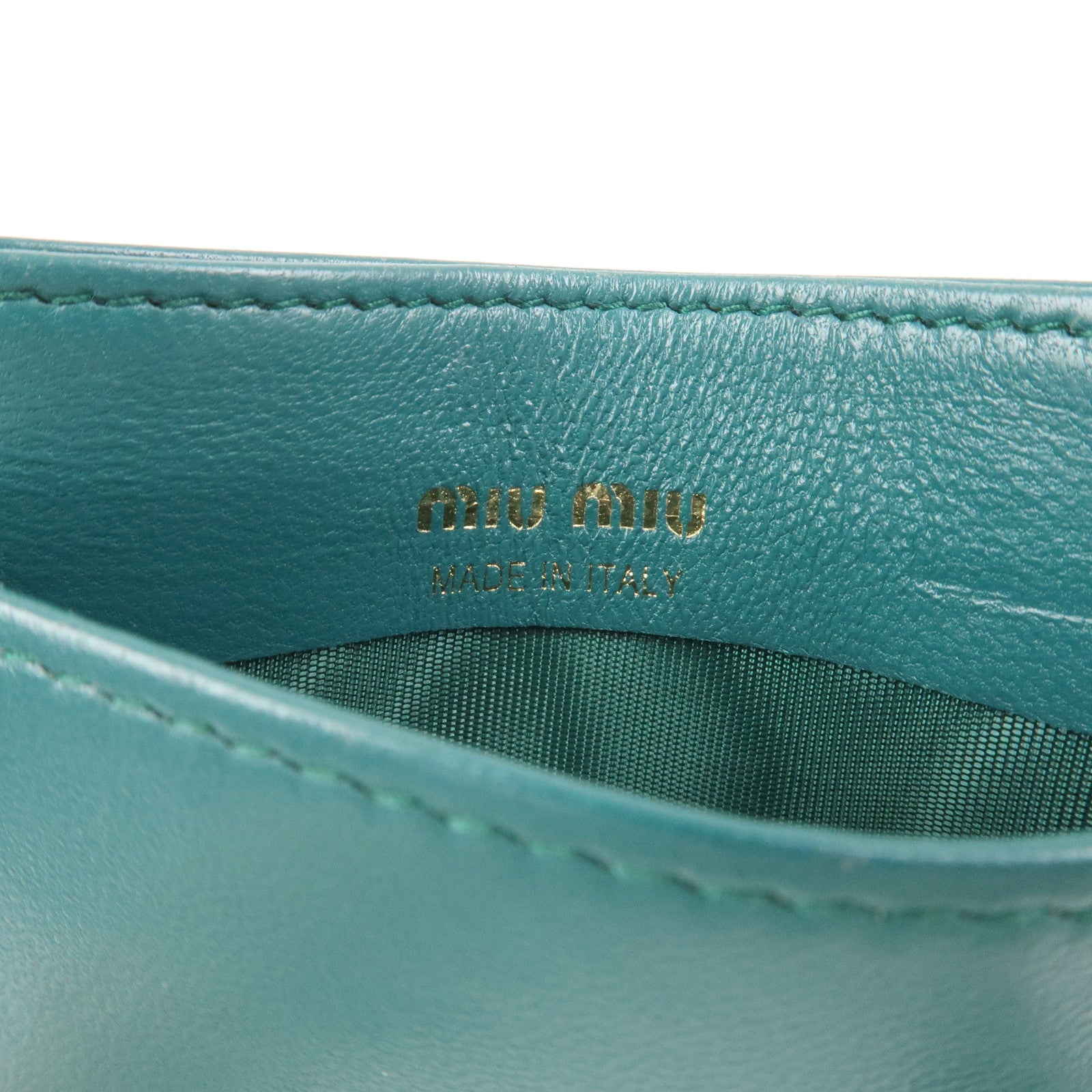 MIU MIU Matelasse Leather Card Case Card Holder Green 5MC076