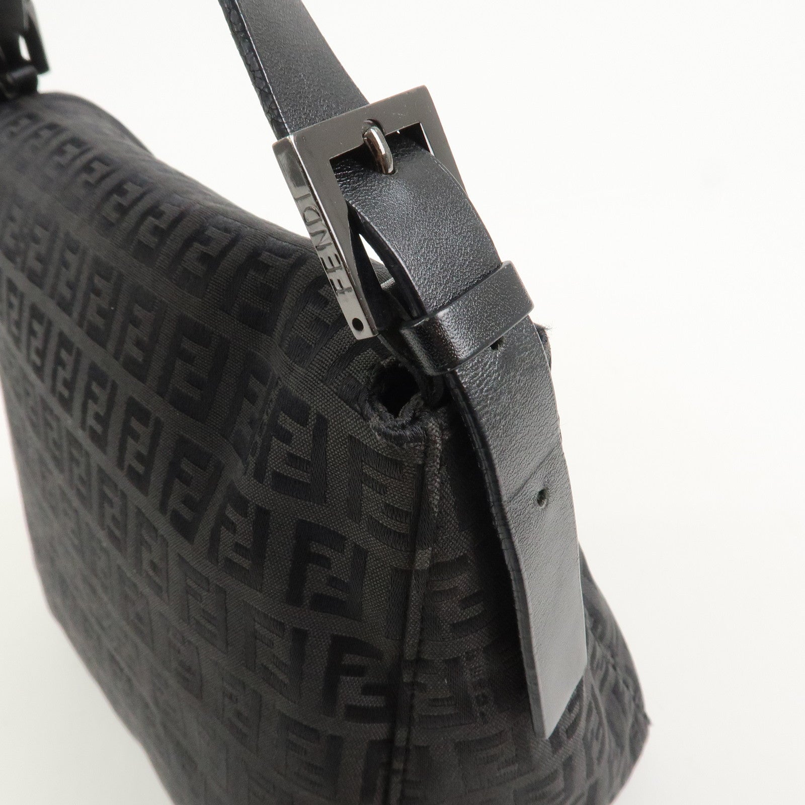 FENDI Mamma Baguette Zucchino Canvas Leather Shoulder Bag 8BR004