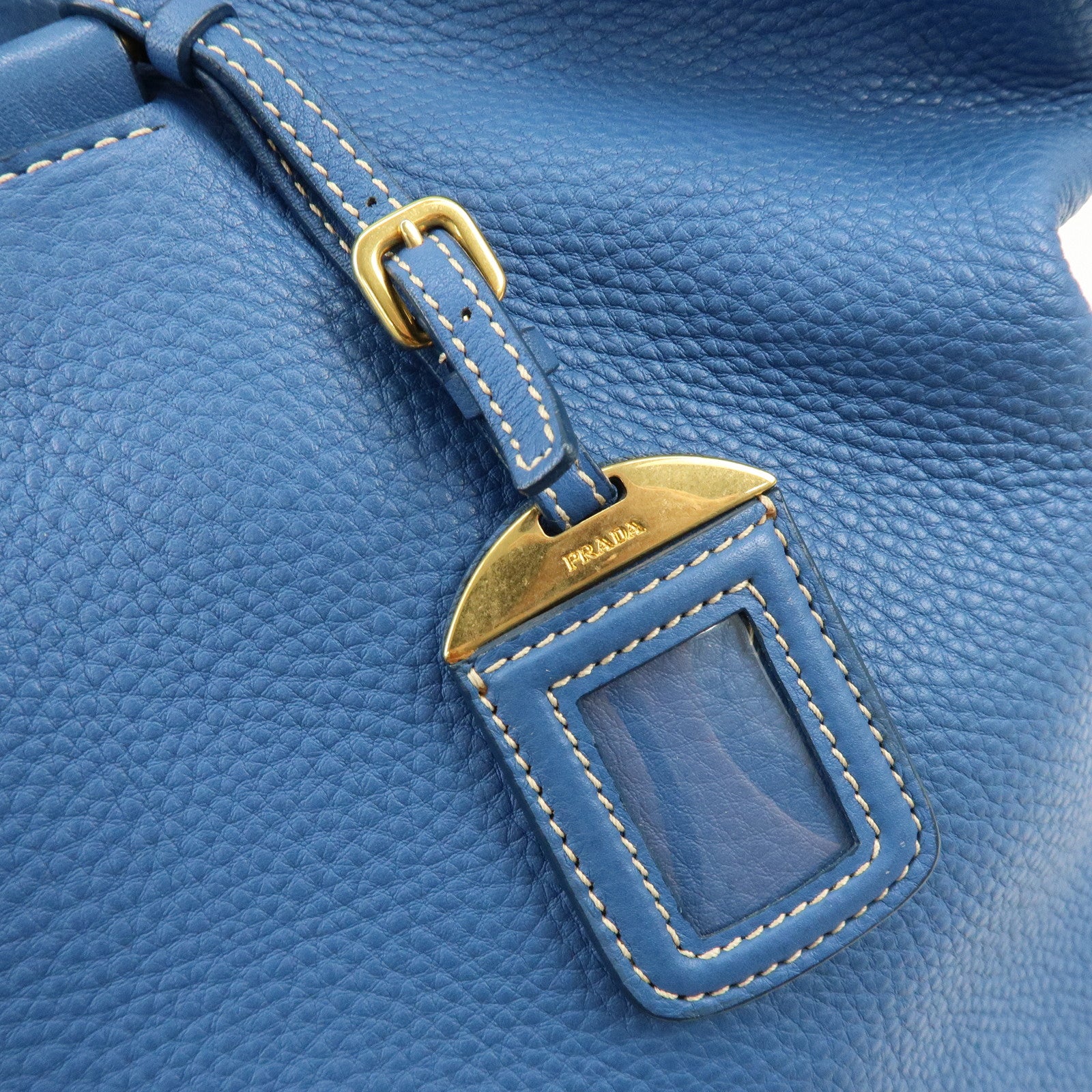 PRADA Leather 2Way Tote Bag Shoulder Bag Hand Bag Blue BN1713