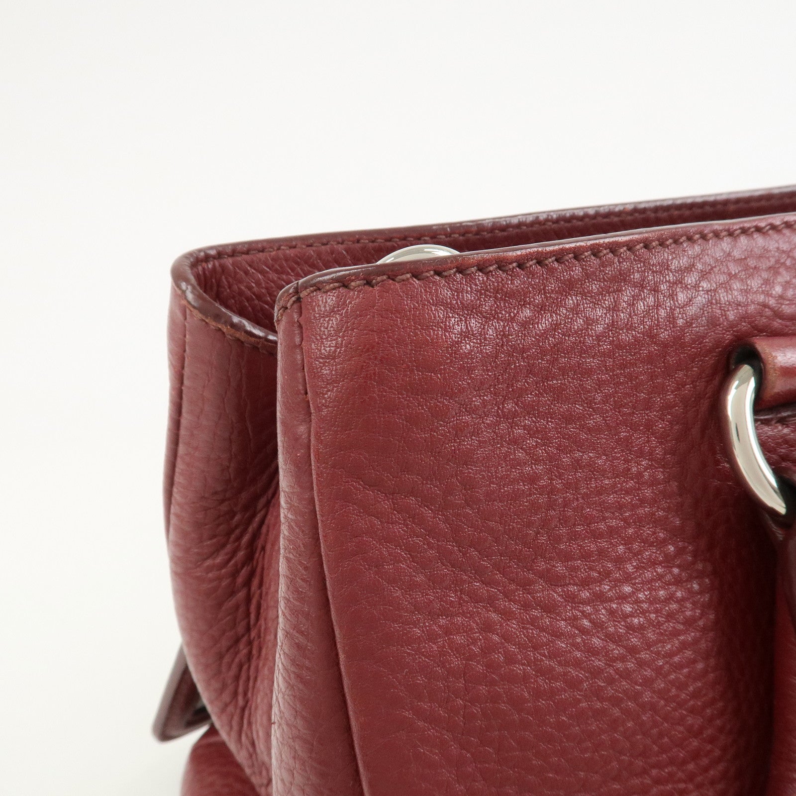 PRADA Triangle Logo 2Way Bag Hand Shoulder Bag Bordeaux 1BA853
